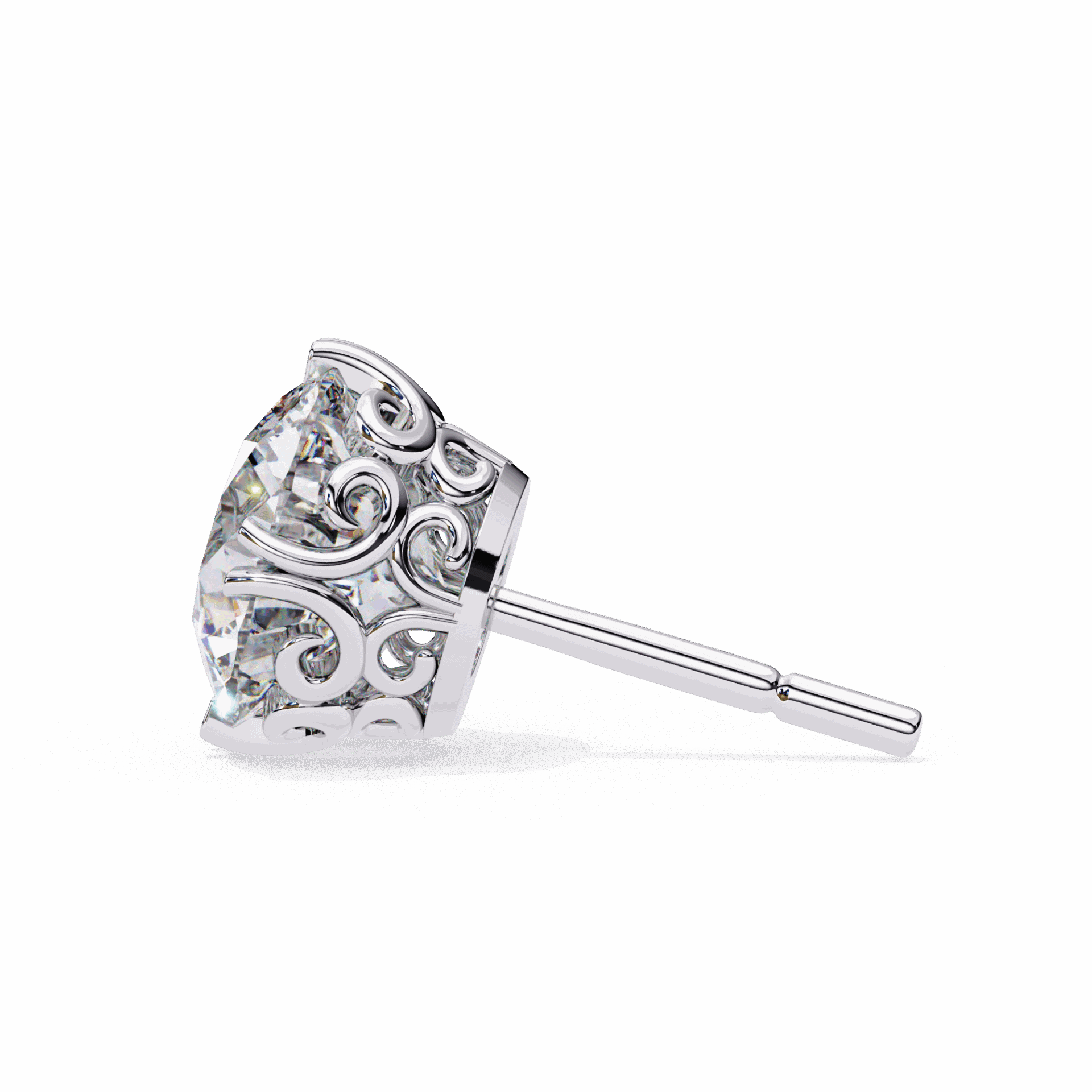 2.5 Carat Radiant Round Solitaire Earrings in Moissanite | House of Estara