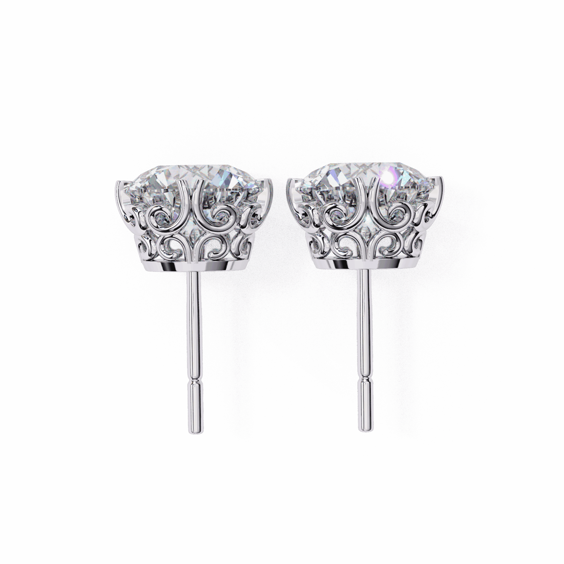 2.5 Carat Radiant Round Solitaire Earrings in Moissanite | House of Estara