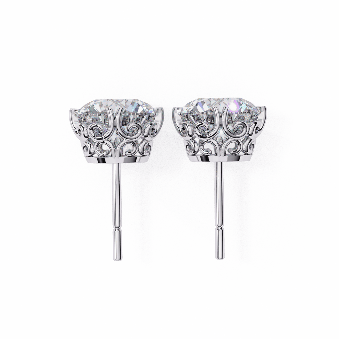 2.5 Carat Radiant Round Solitaire Earrings in Moissanite | House of Estara