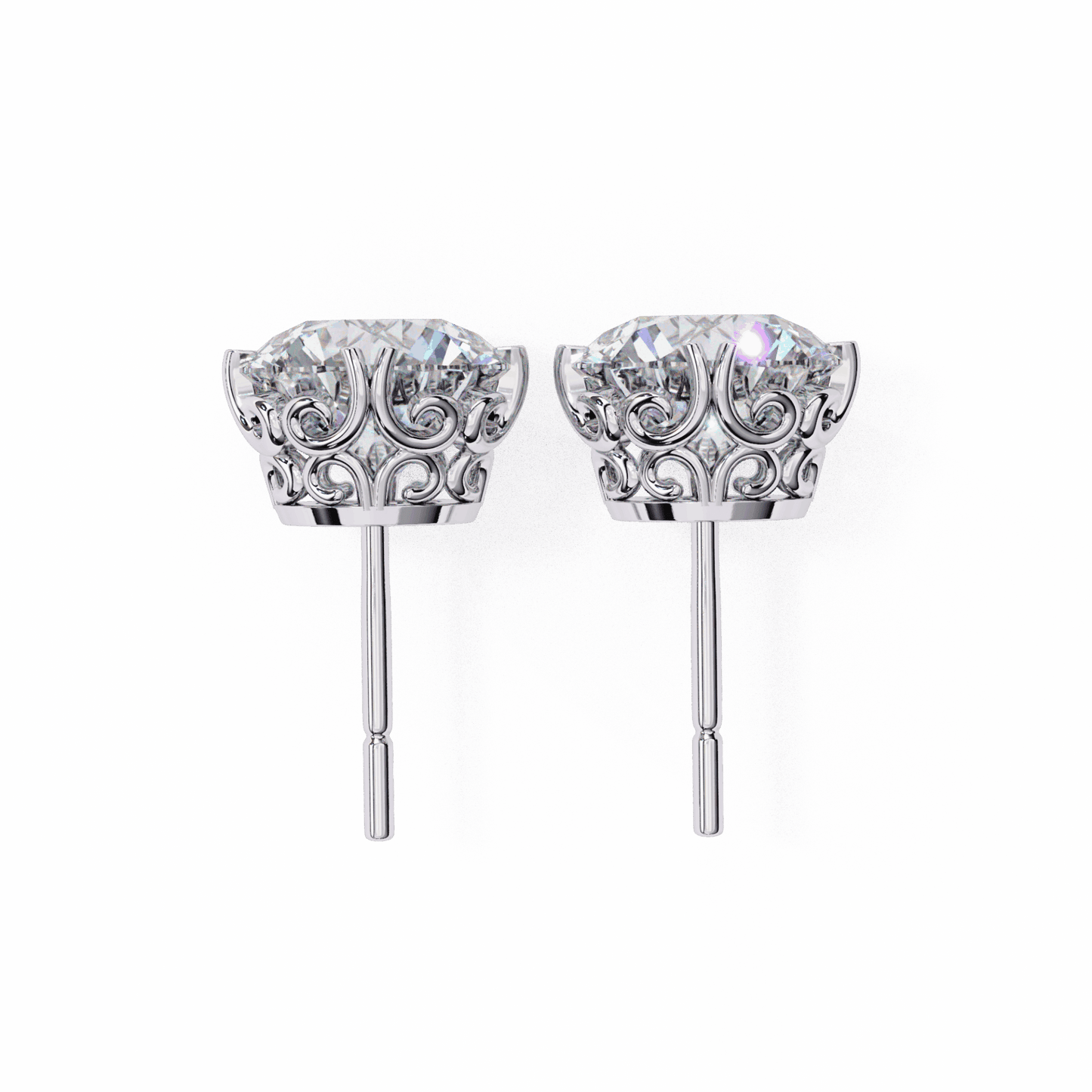 2.5 Carat Radiant Round Solitaire Earrings in Moissanite | House of Estara