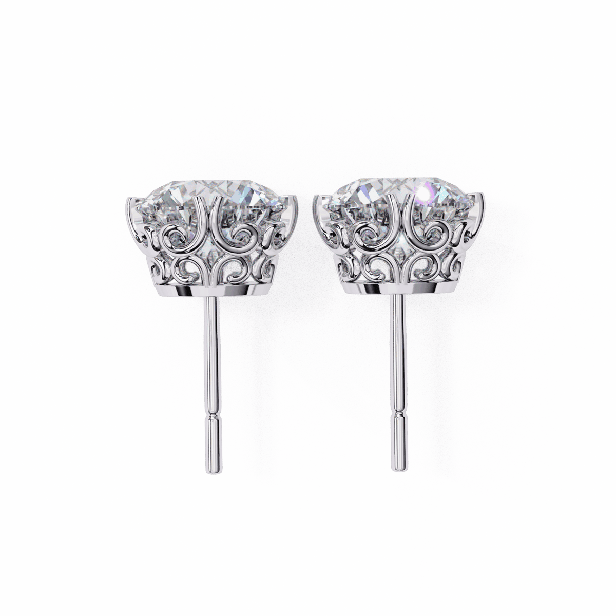 2.5 Carat Radiant Round Solitaire Earrings in Moissanite | House of Estara