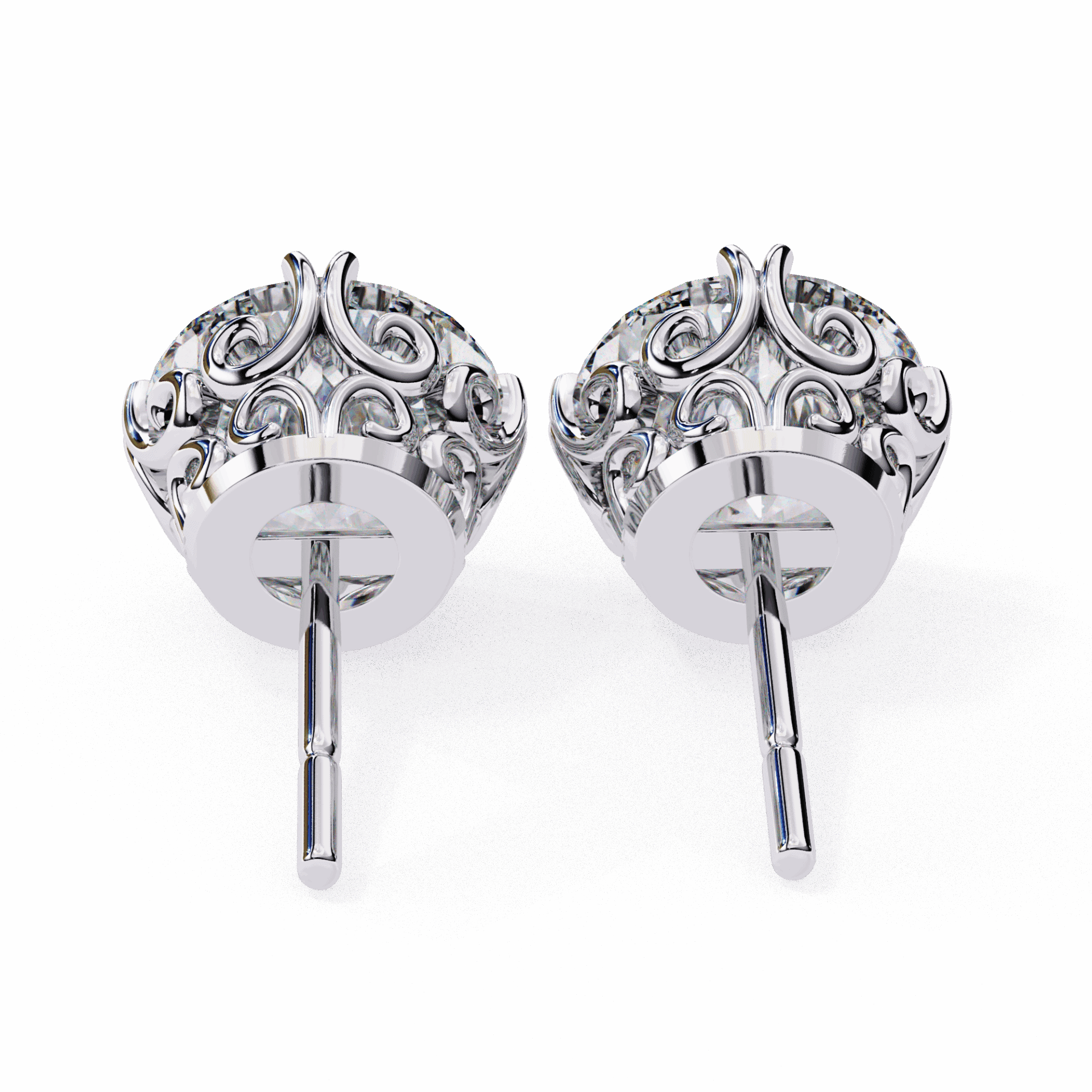 2.5 Carat Radiant Round Solitaire Earrings in Moissanite | House of Estara