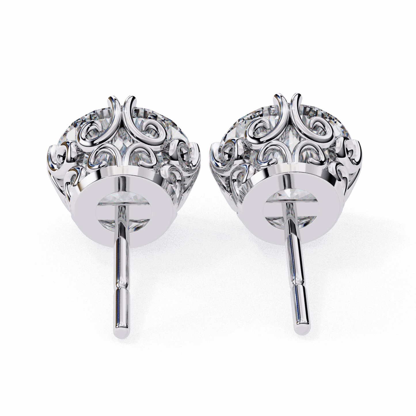 2.5 Carat Radiant Round Solitaire Earrings in Moissanite | House of Estara