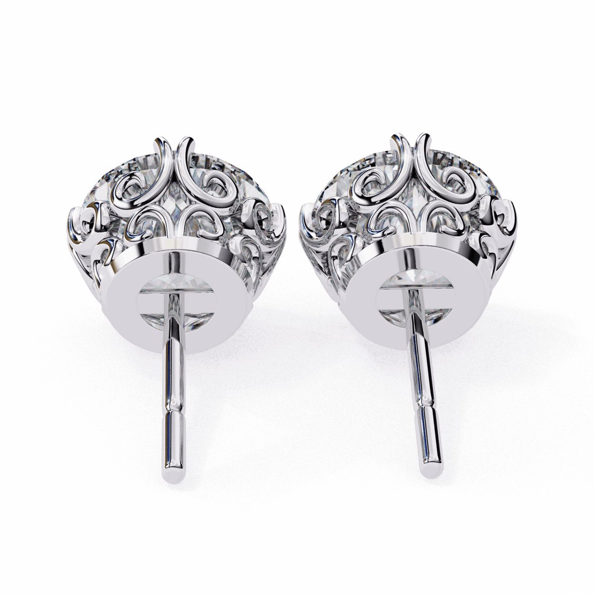 2.5 Carat Radiant Round Solitaire Earrings in Moissanite | House of Estara