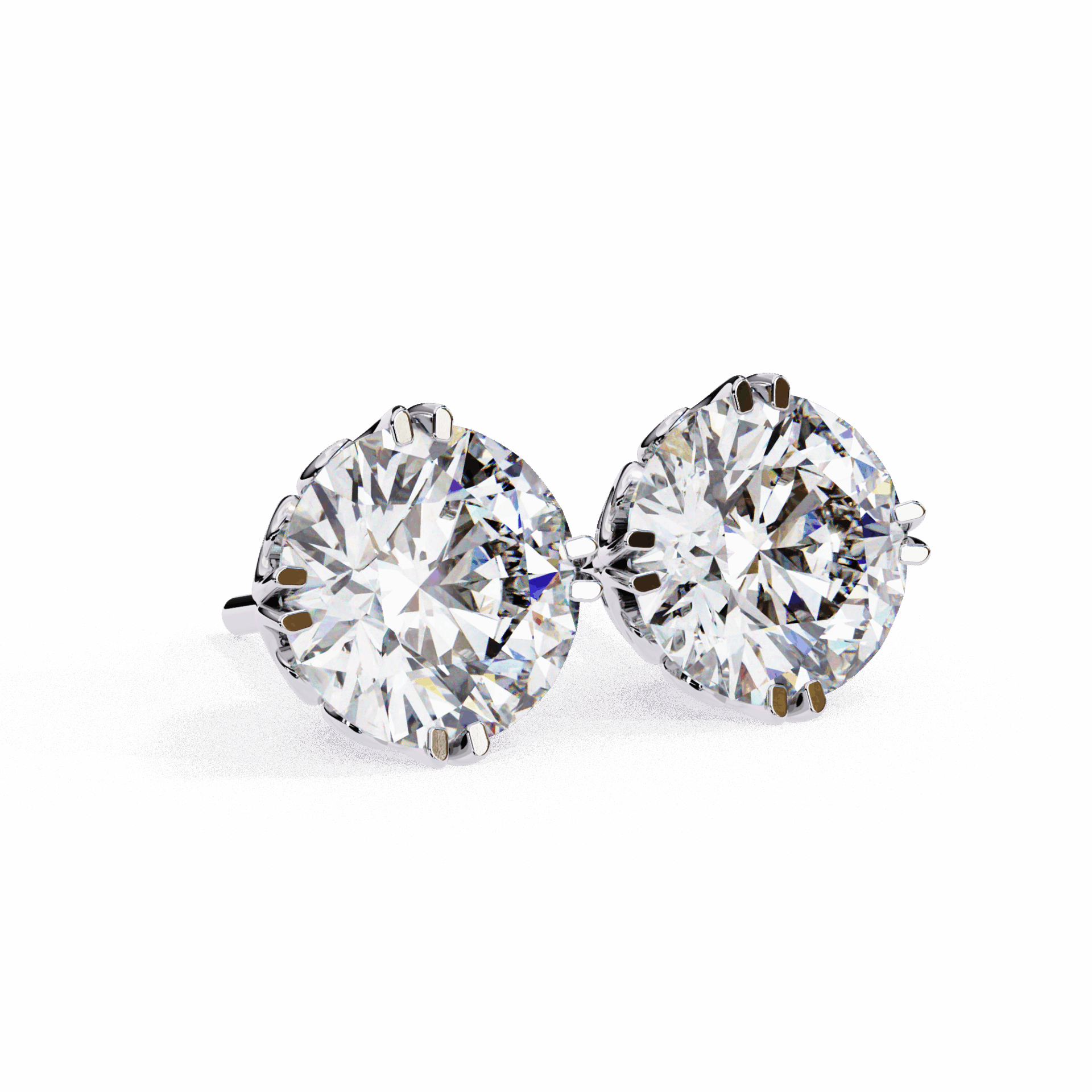 2.5 Carat Radiant Round Solitaire Earrings in Moissanite | House of Estara