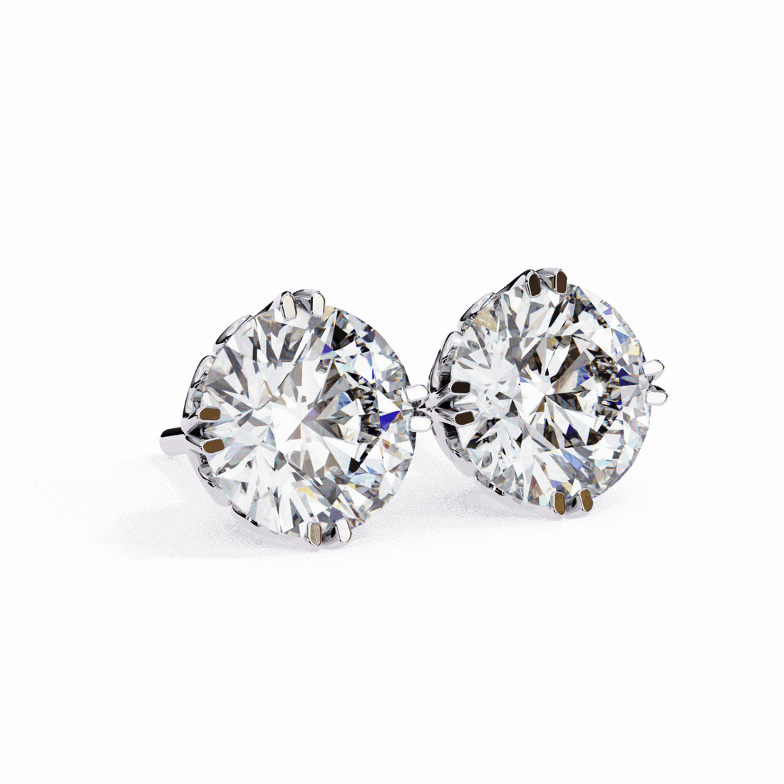 2.5 Carat Radiant Round Solitaire Earrings in Moissanite | House of Estara