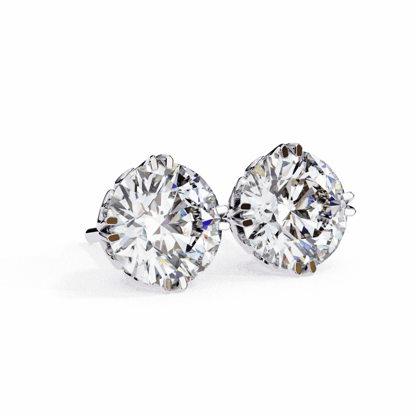 2.5 Carat Radiant Round Solitaire Earrings in Moissanite | House of Estara