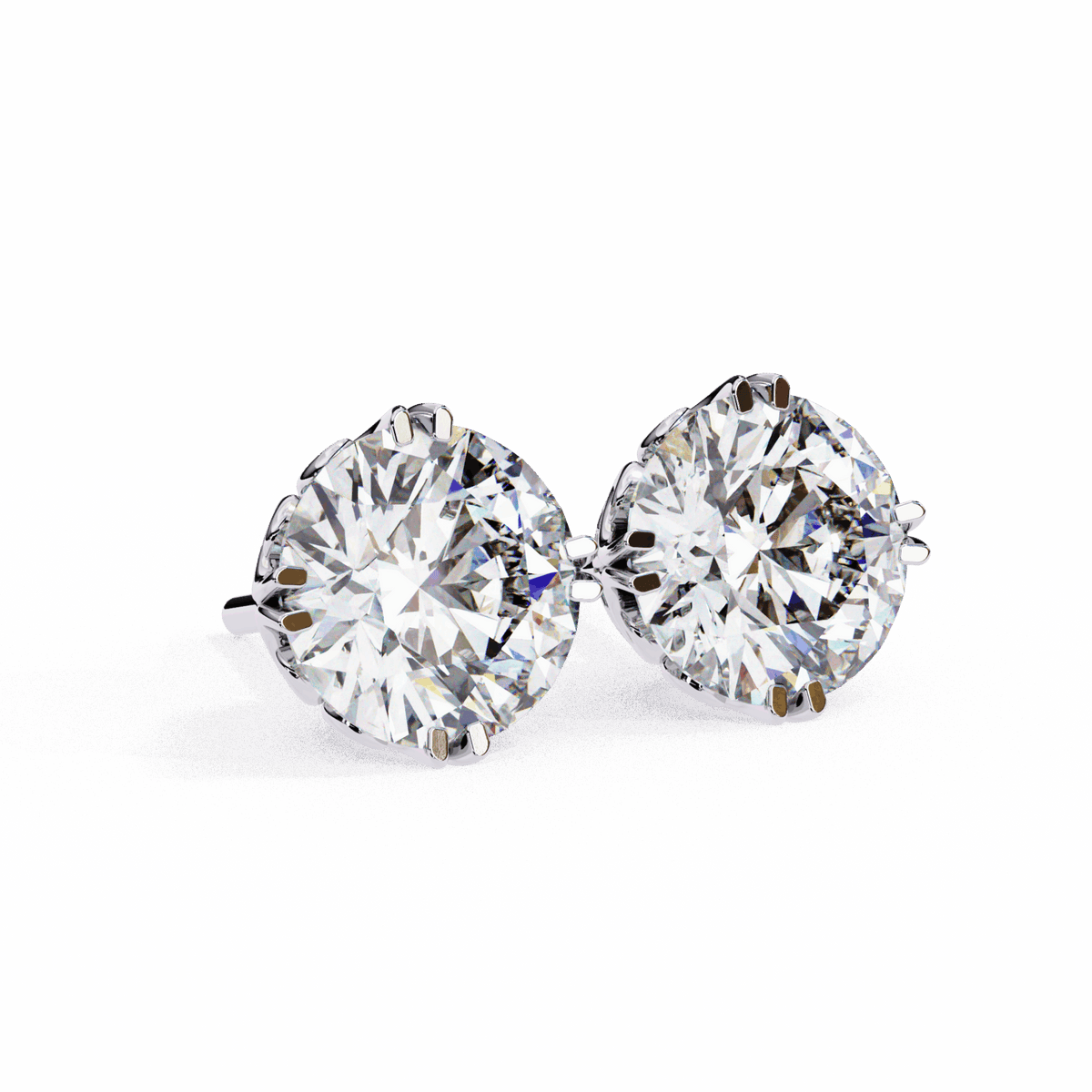 2.5 Carat Radiant Round Solitaire Earrings in Moissanite | House of Estara