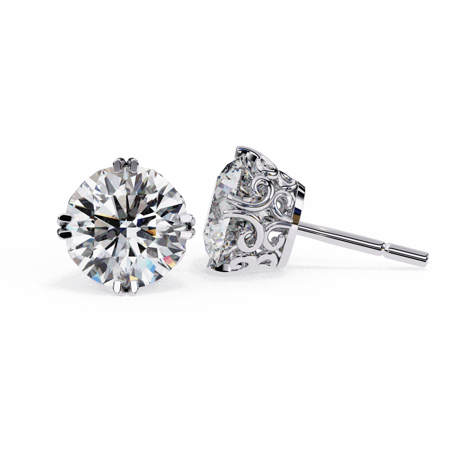 2.5 Carat Radiant Round Solitaire Earrings in Moissanite | House of Estara