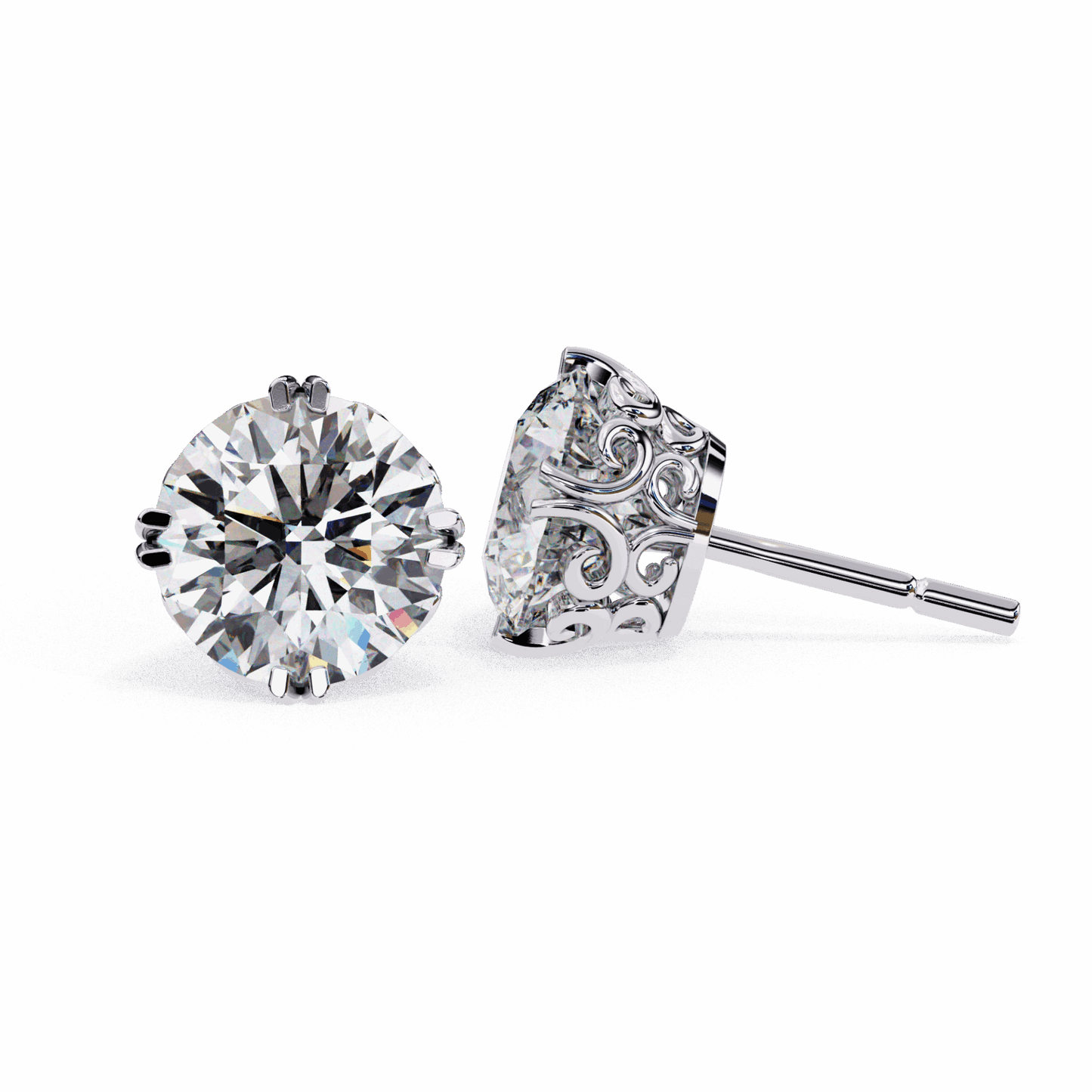 2.5 Carat Radiant Round Solitaire Earrings in Moissanite | House of Estara