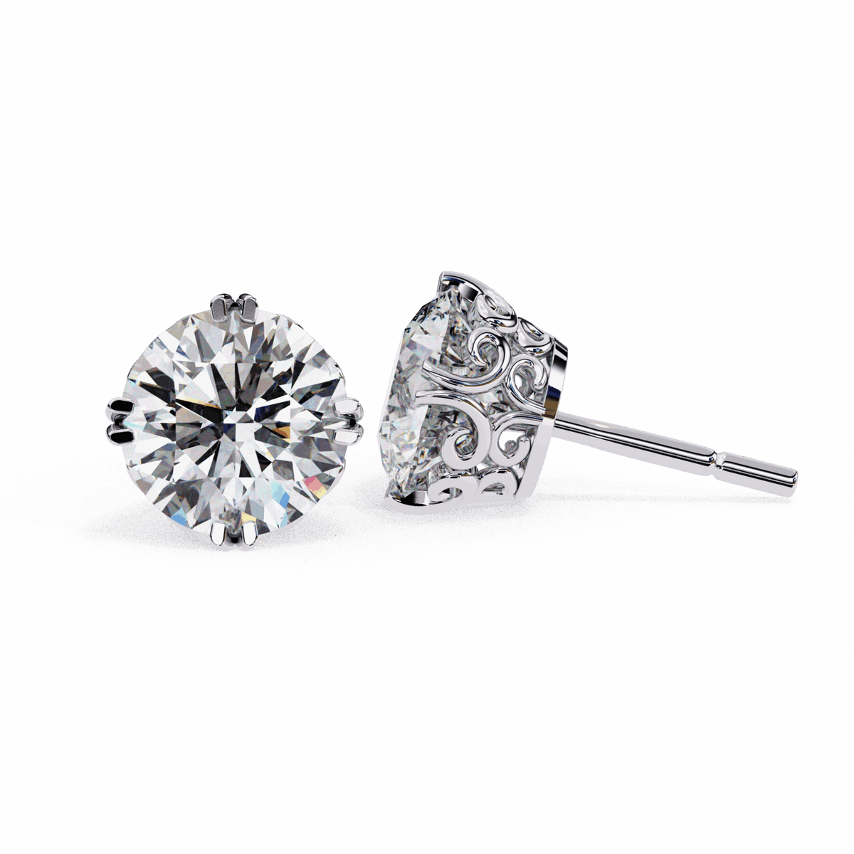 2.5 Carat Radiant Round Solitaire Earrings in Moissanite | House of Estara