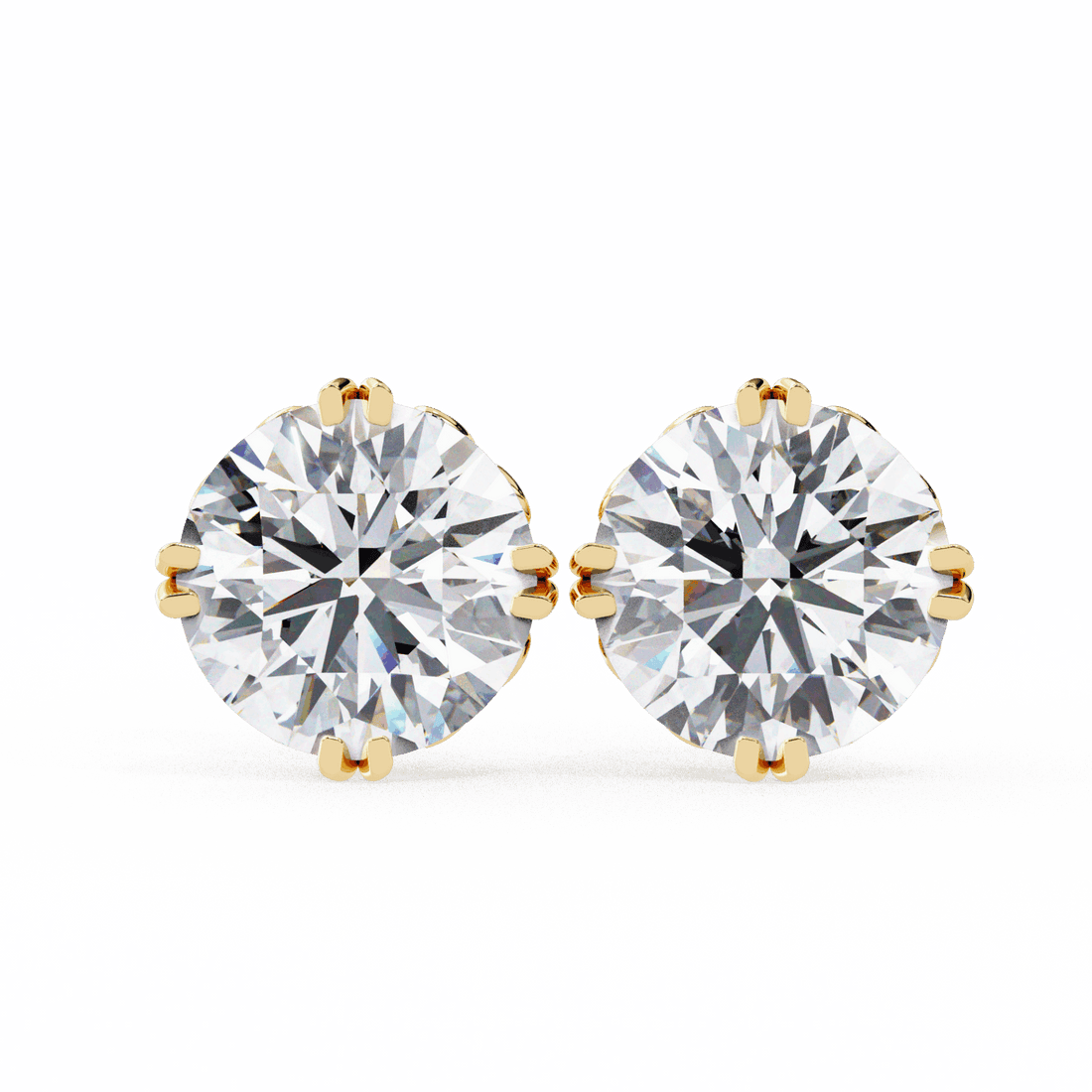 2.5 Carat Radiant Round Solitaire Earrings in Moissanite | House of Estara