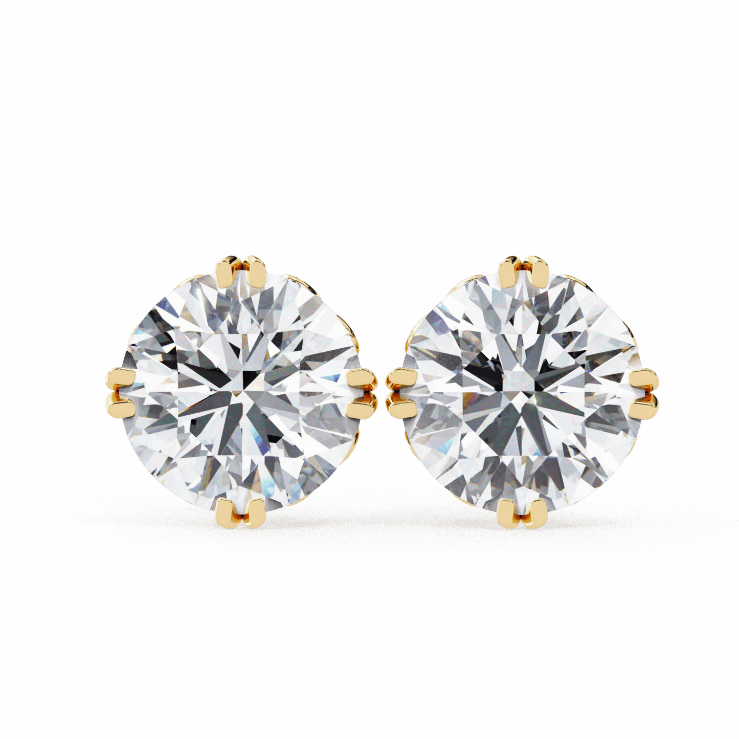 2.5 Carat Radiant Round Solitaire Earrings in Moissanite | House of Estara