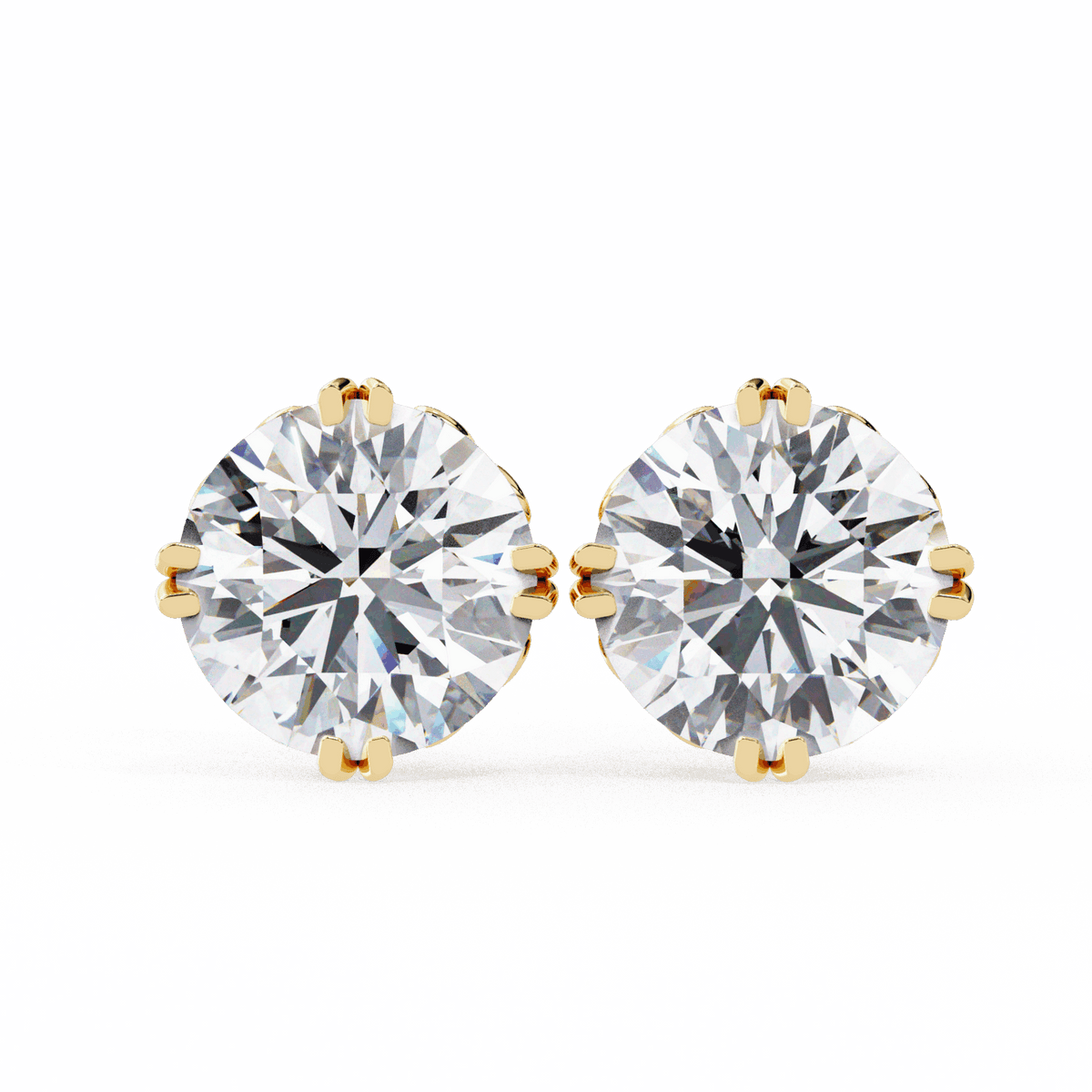 2.5 Carat Radiant Round Solitaire Earrings in Moissanite | House of Estara