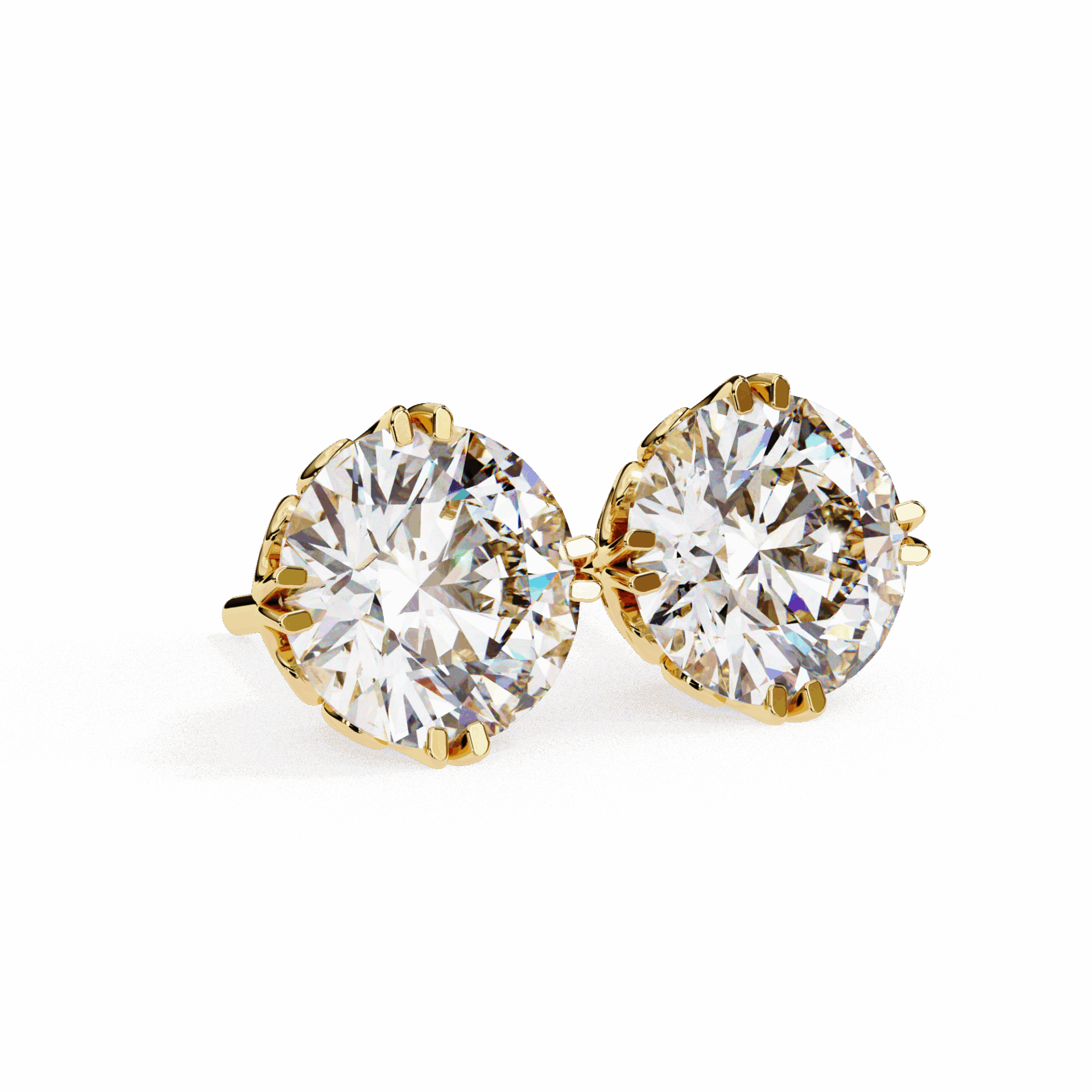 2.5 Carat Radiant Round Solitaire Earrings in Moissanite | House of Estara