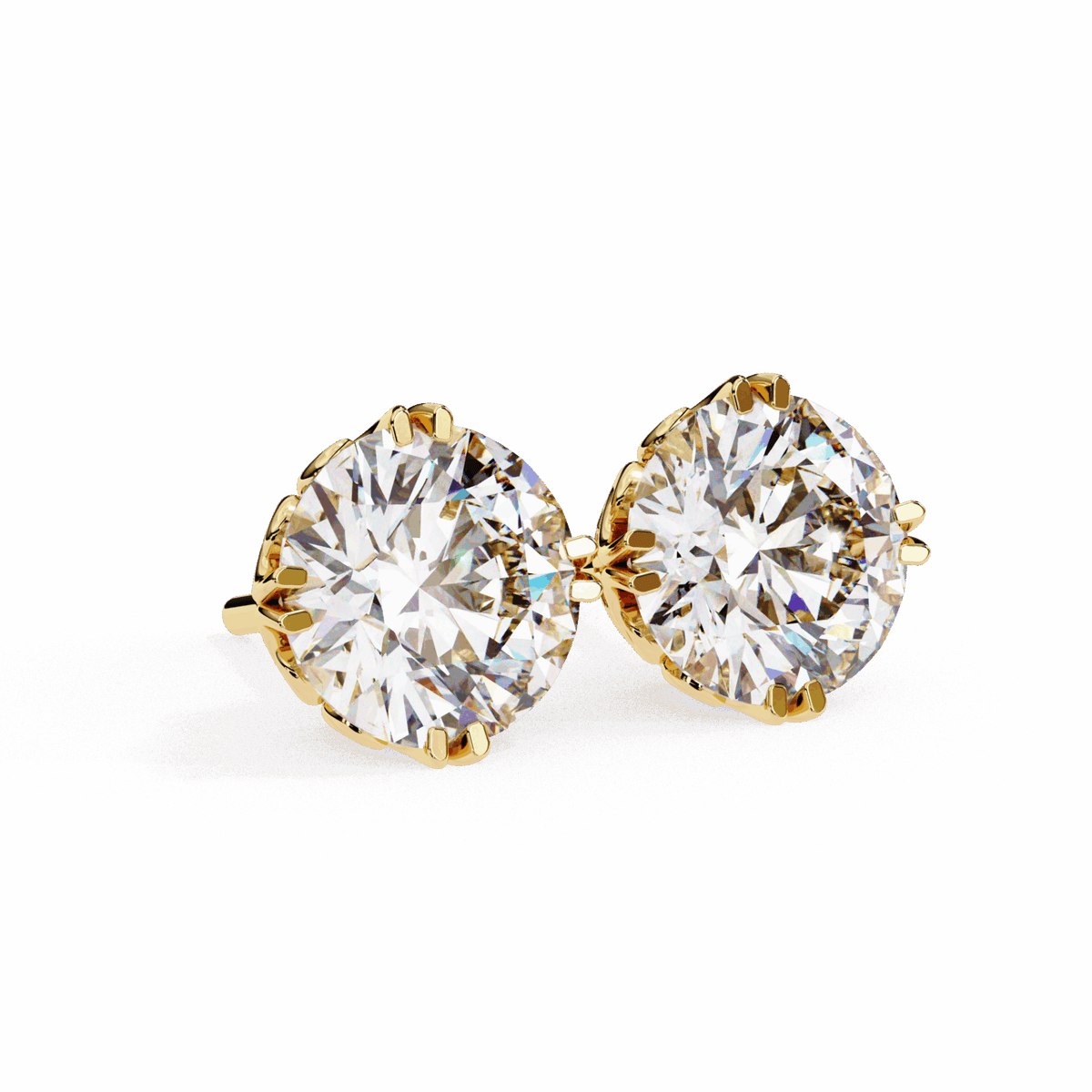 2.5 Carat Radiant Round Solitaire Earrings in Moissanite | House of Estara