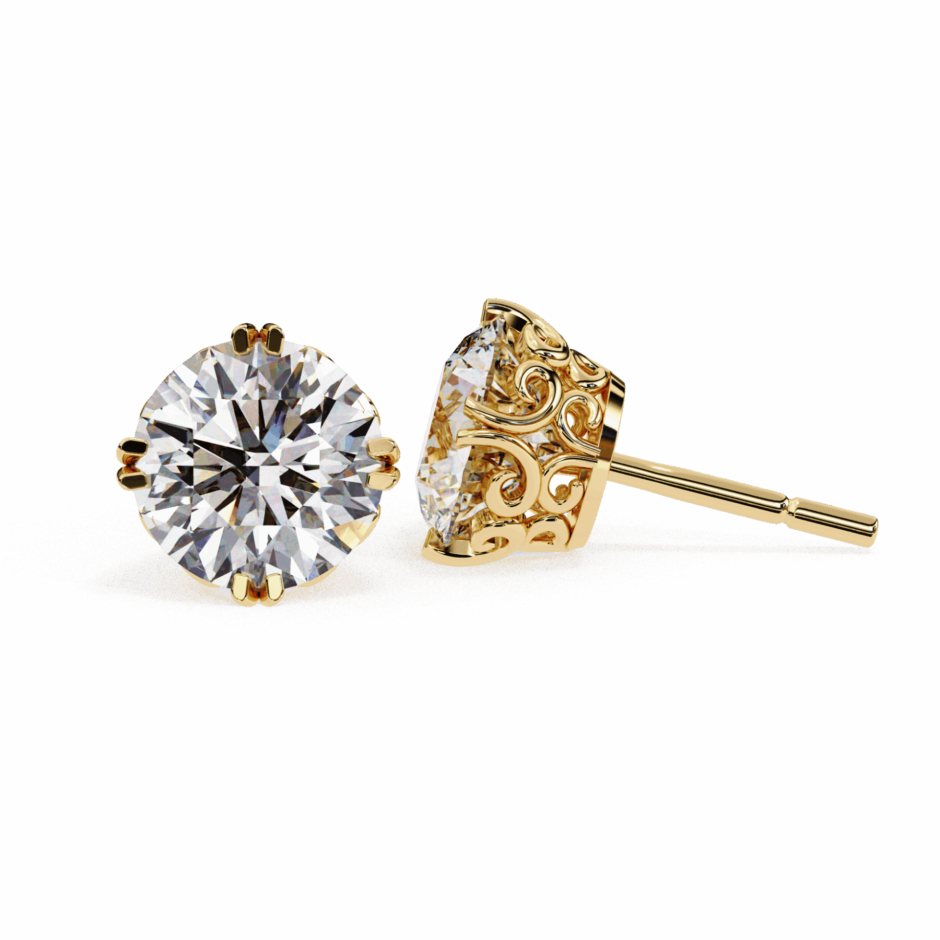 2.5 Carat Radiant Round Solitaire Earrings in Moissanite | House of Estara