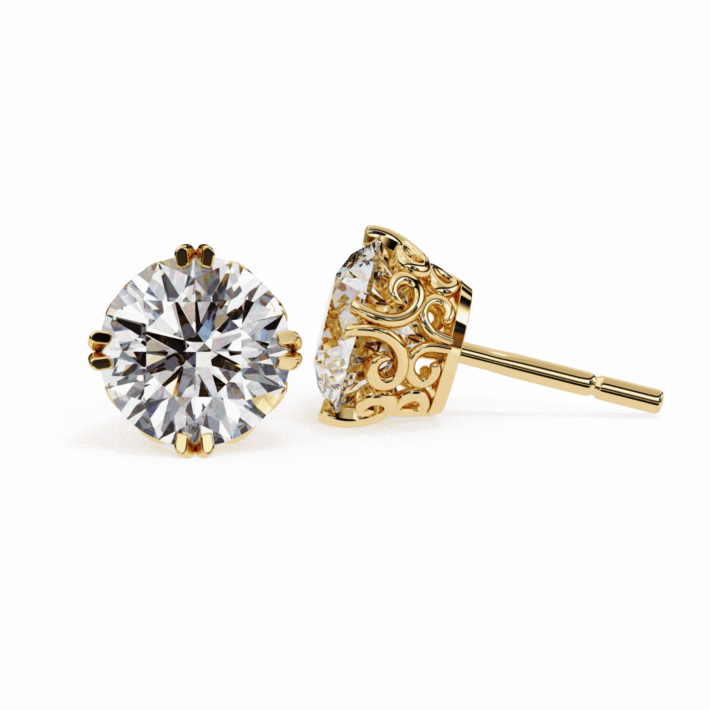 2.5 Carat Radiant Round Solitaire Earrings in Moissanite | House of Estara