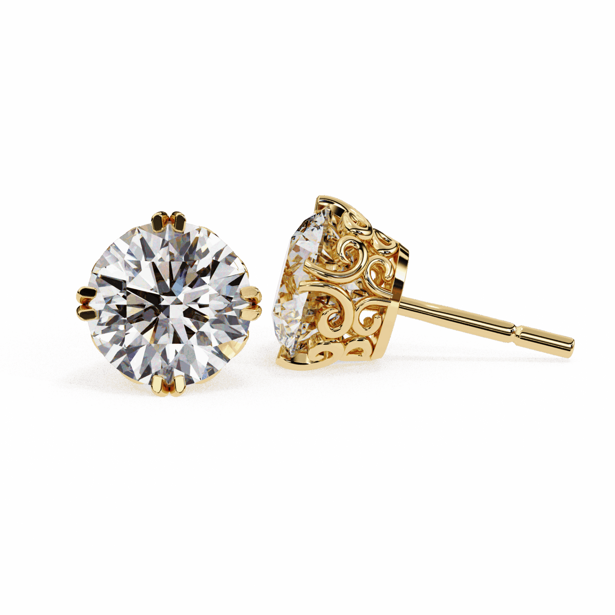 2.5 Carat Radiant Round Solitaire Earrings in Moissanite | House of Estara