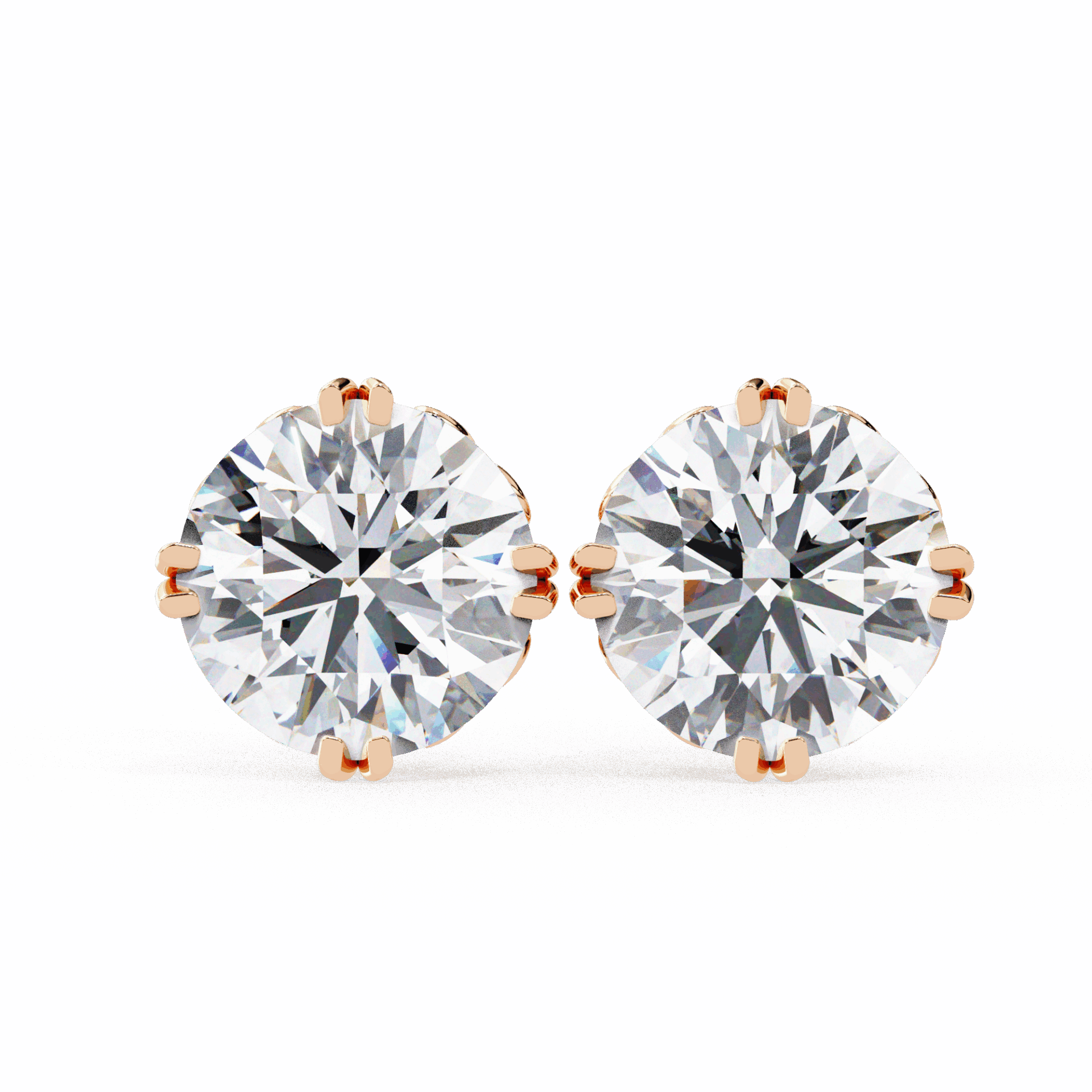 2.5 Carat Radiant Round Solitaire Earrings in Moissanite | House of Estara