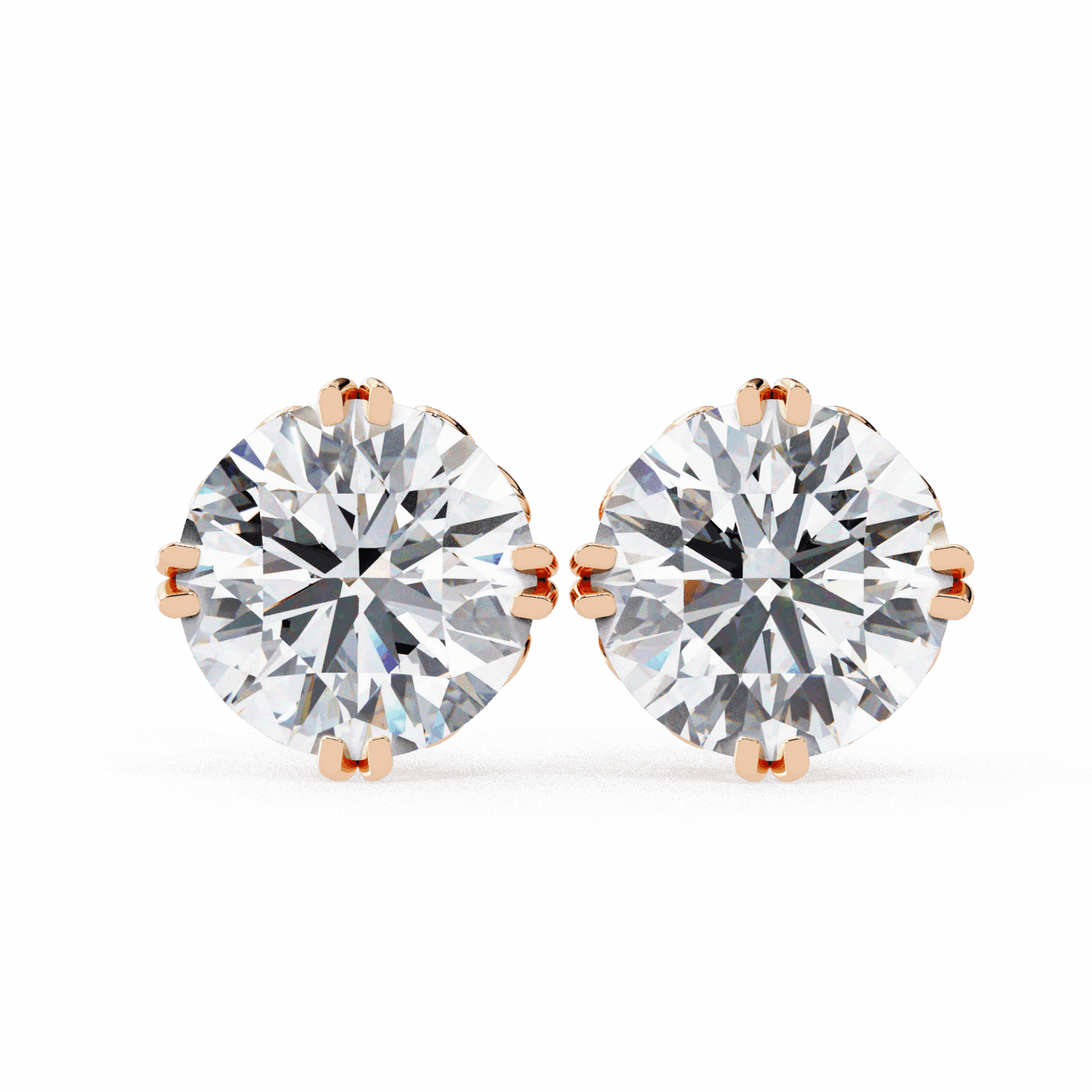 2.5 Carat Radiant Round Solitaire Earrings in Moissanite | House of Estara