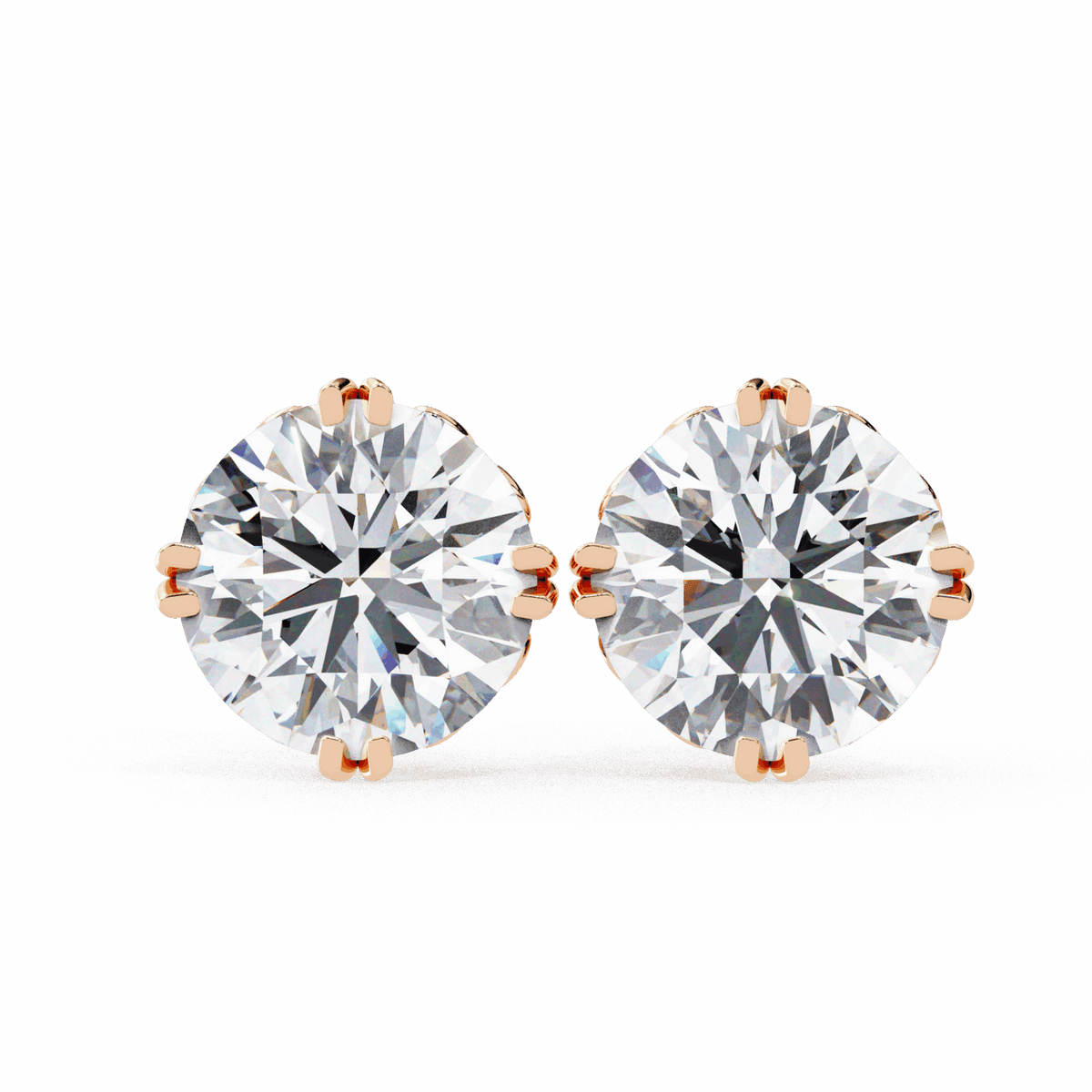 2.5 Carat Radiant Round Solitaire Earrings in Moissanite | House of Estara