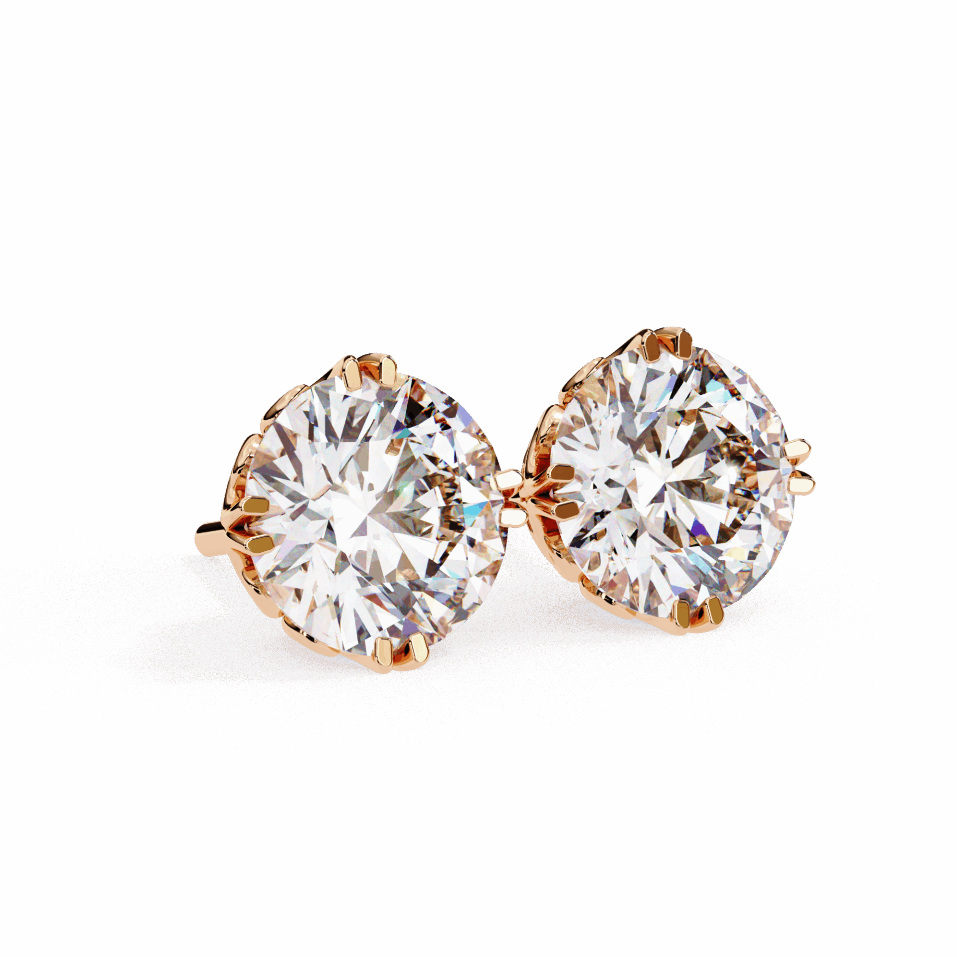 2.5 Carat Radiant Round Solitaire Earrings in Moissanite | House of Estara
