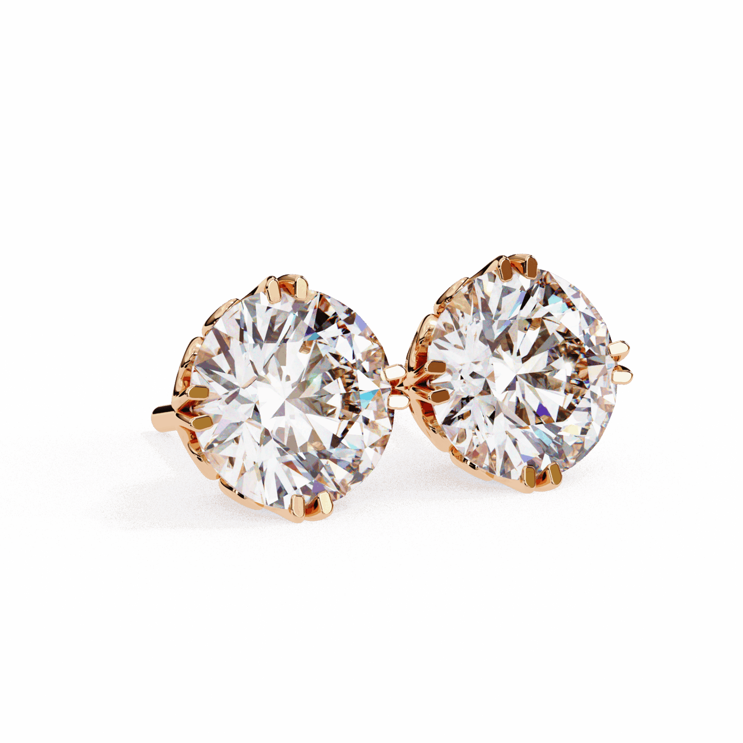 2.5 Carat Radiant Round Solitaire Earrings in Moissanite | House of Estara