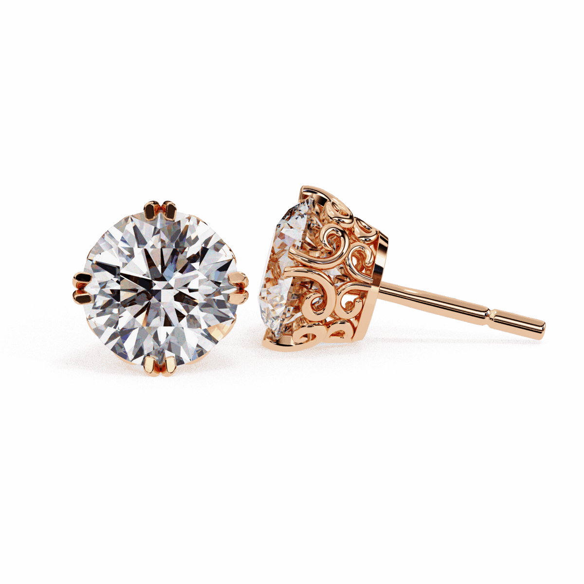 2.5 Carat Radiant Round Solitaire Earrings in Moissanite | House of Estara