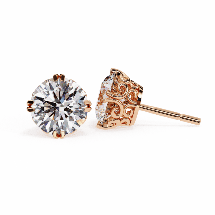 2.5 Carat Radiant Round Solitaire Earrings in Moissanite | House of Estara