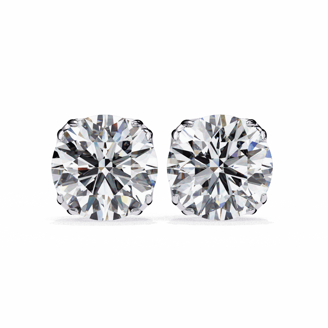 2.5 Carat Grace Round Solitaire Earrings in Moissanite | House of Estara