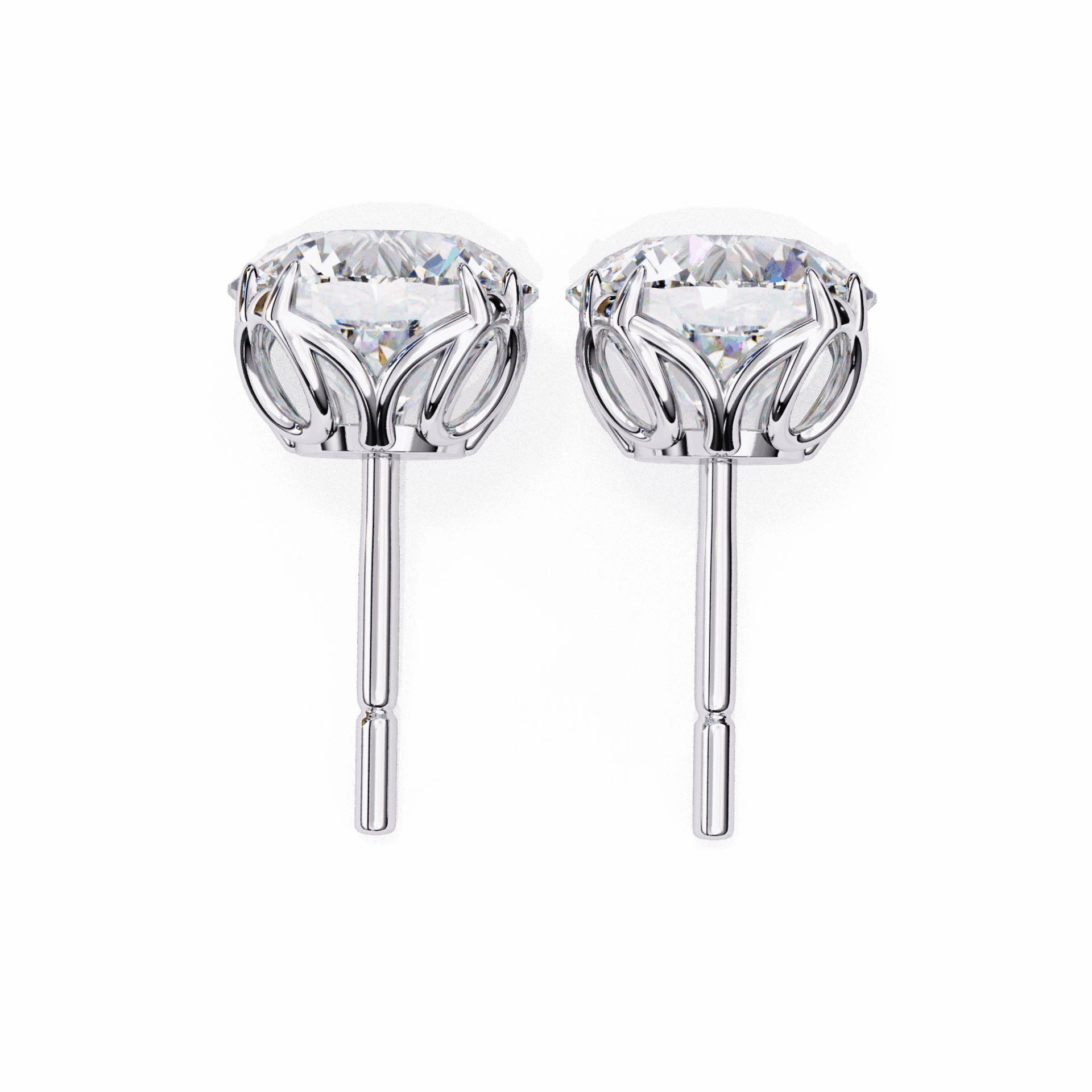 2.5 Carat Grace Round Solitaire Earrings in Moissanite | House of Estara