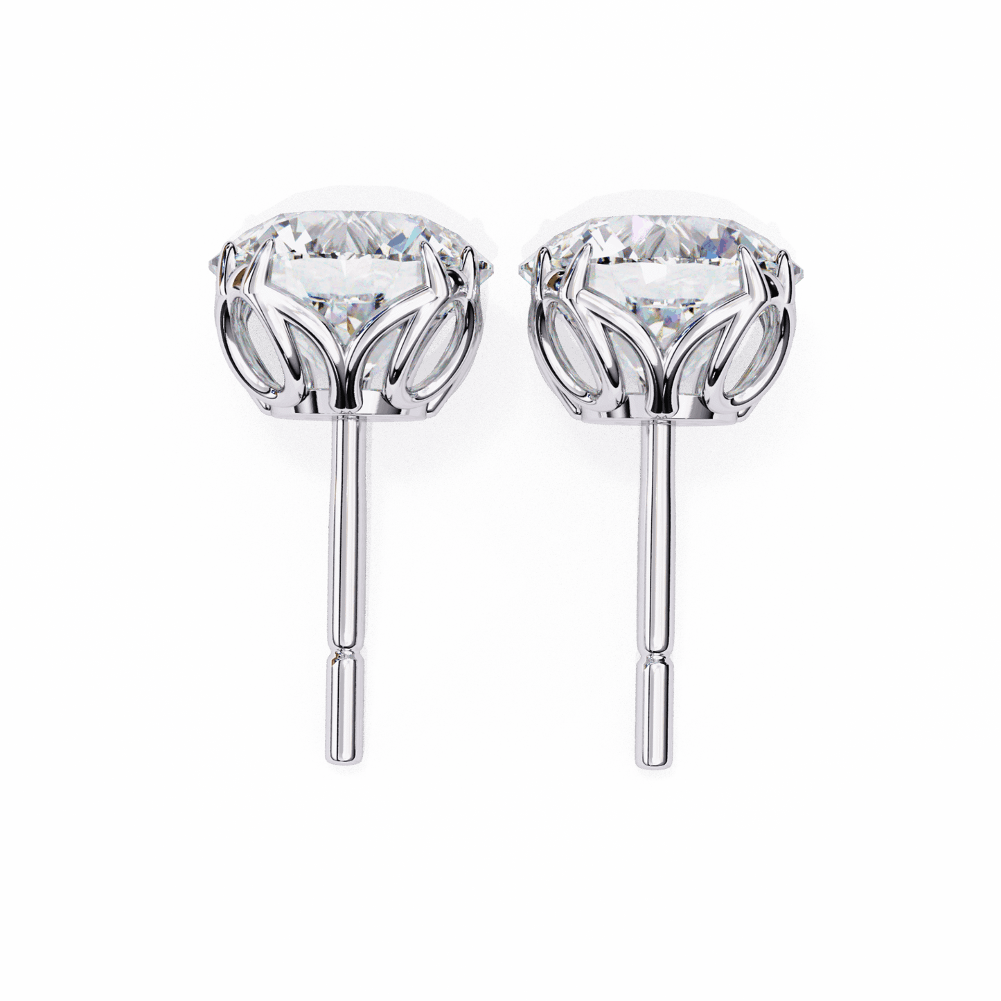 2.5 Carat Grace Round Solitaire Earrings in Moissanite | House of Estara