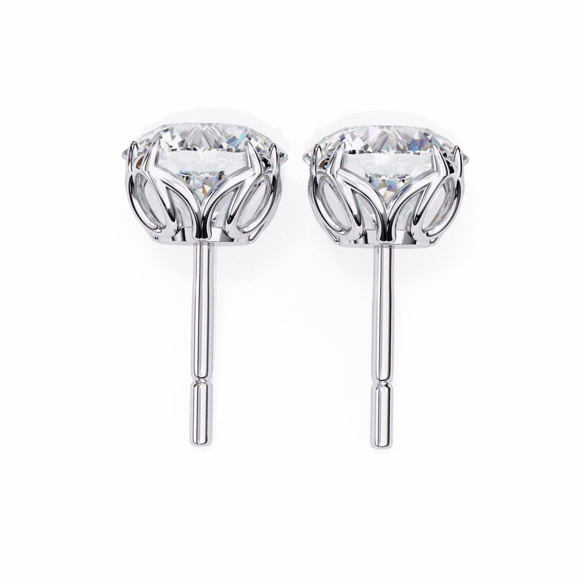 2.5 Carat Grace Round Solitaire Earrings in Moissanite | House of Estara
