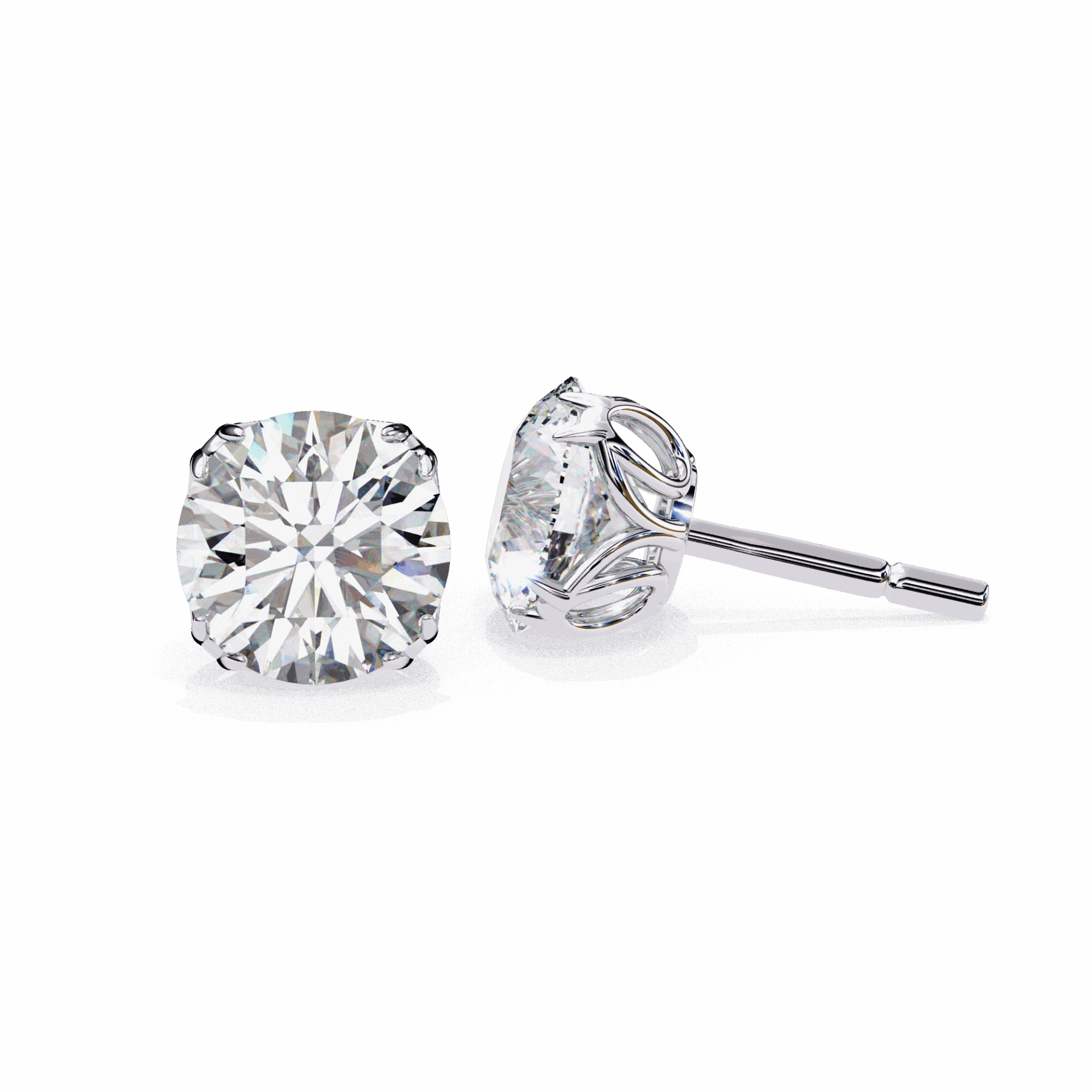 2.5 Carat Grace Round Solitaire Earrings in Moissanite | House of Estara