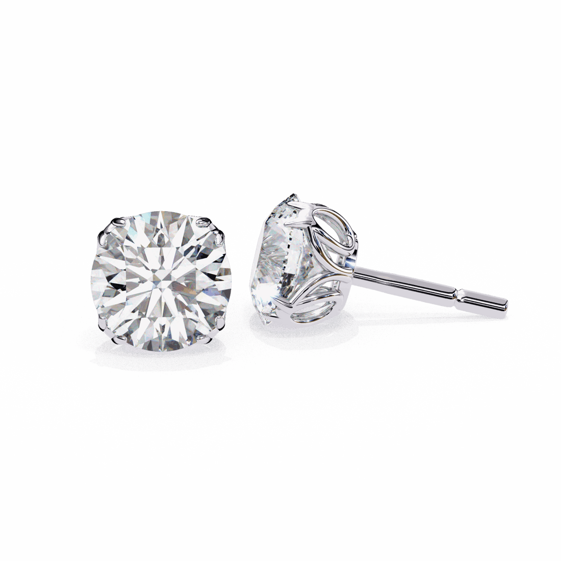 2.5 Carat Grace Round Solitaire Earrings in Moissanite | House of Estara