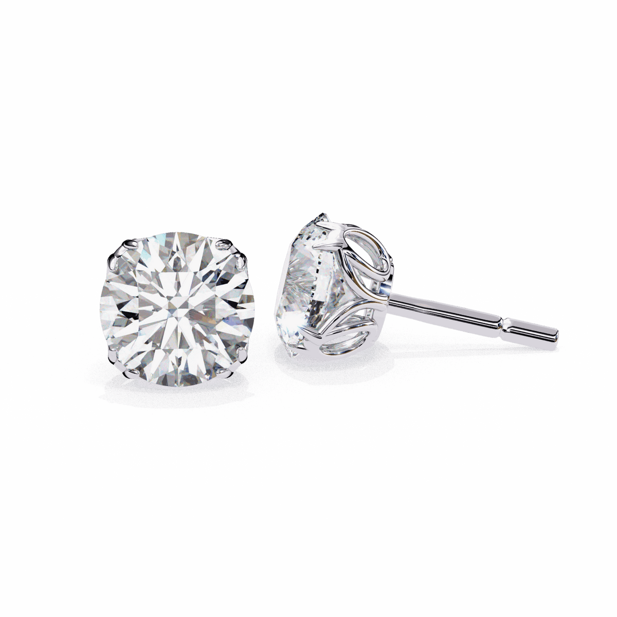 2.5 Carat Grace Round Solitaire Earrings in Moissanite | House of Estara