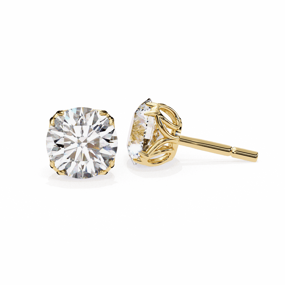 2.5 Carat Grace Round Solitaire Earrings in Moissanite | House of Estara