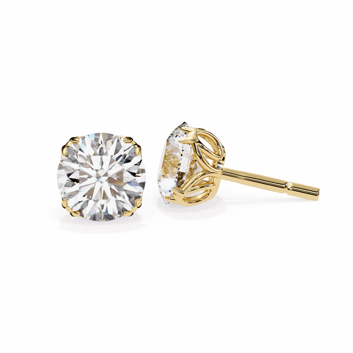 2.5 Carat Grace Round Solitaire Earrings in Moissanite | House of Estara