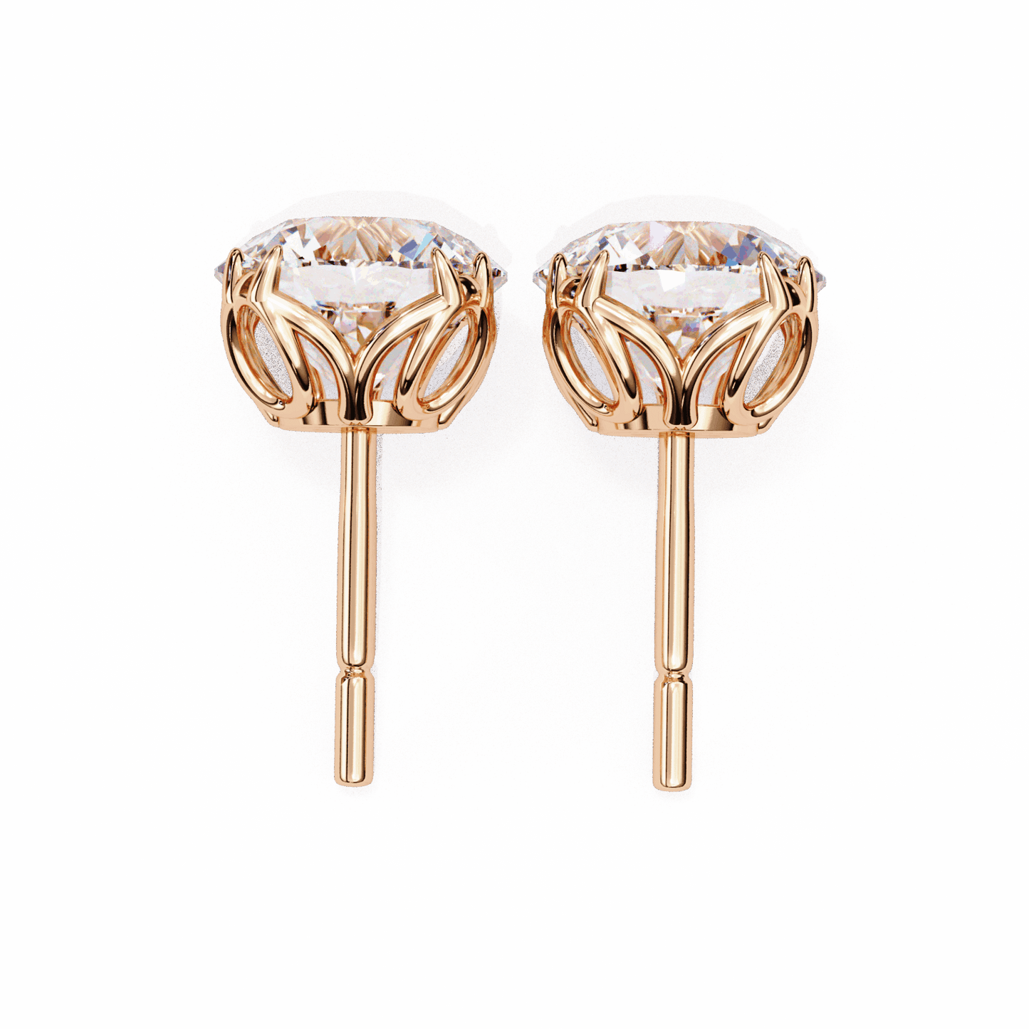 2.5 Carat Grace Round Solitaire Earrings in Moissanite | House of Estara