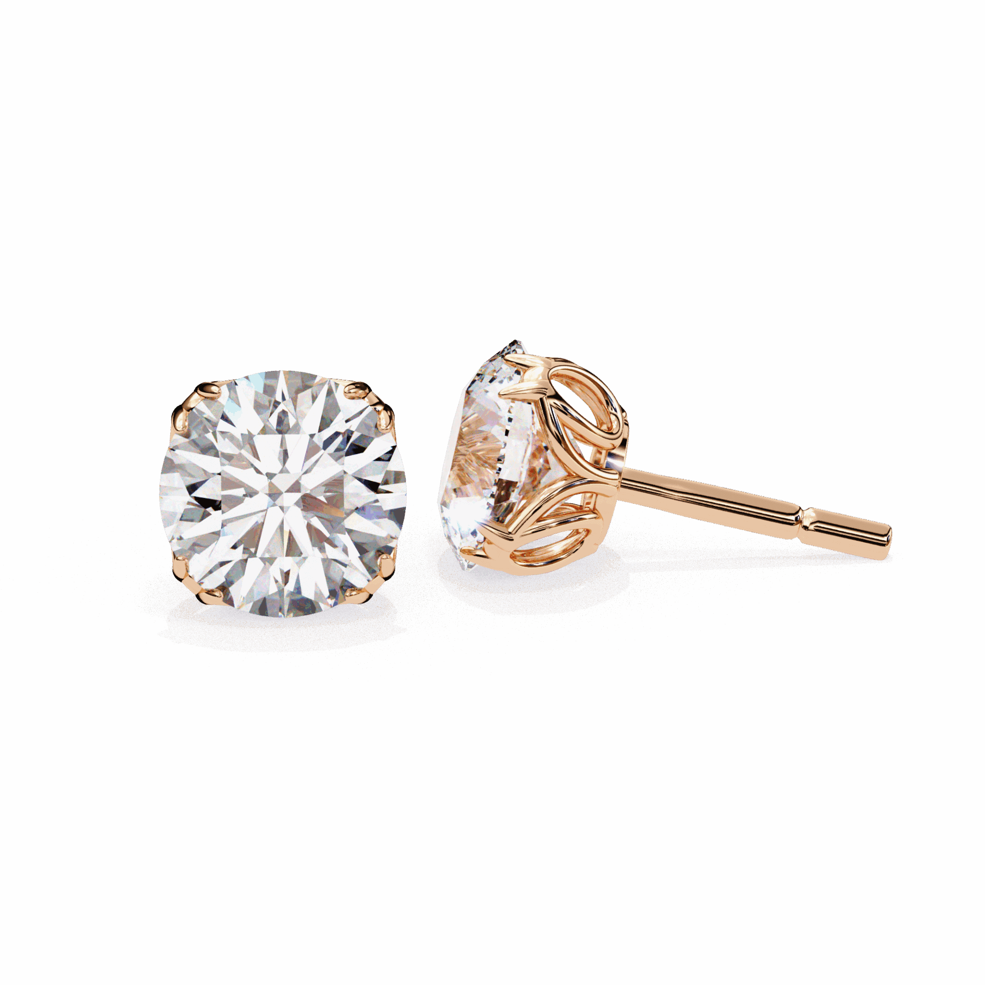 2.5 Carat Grace Round Solitaire Earrings in Moissanite | House of Estara