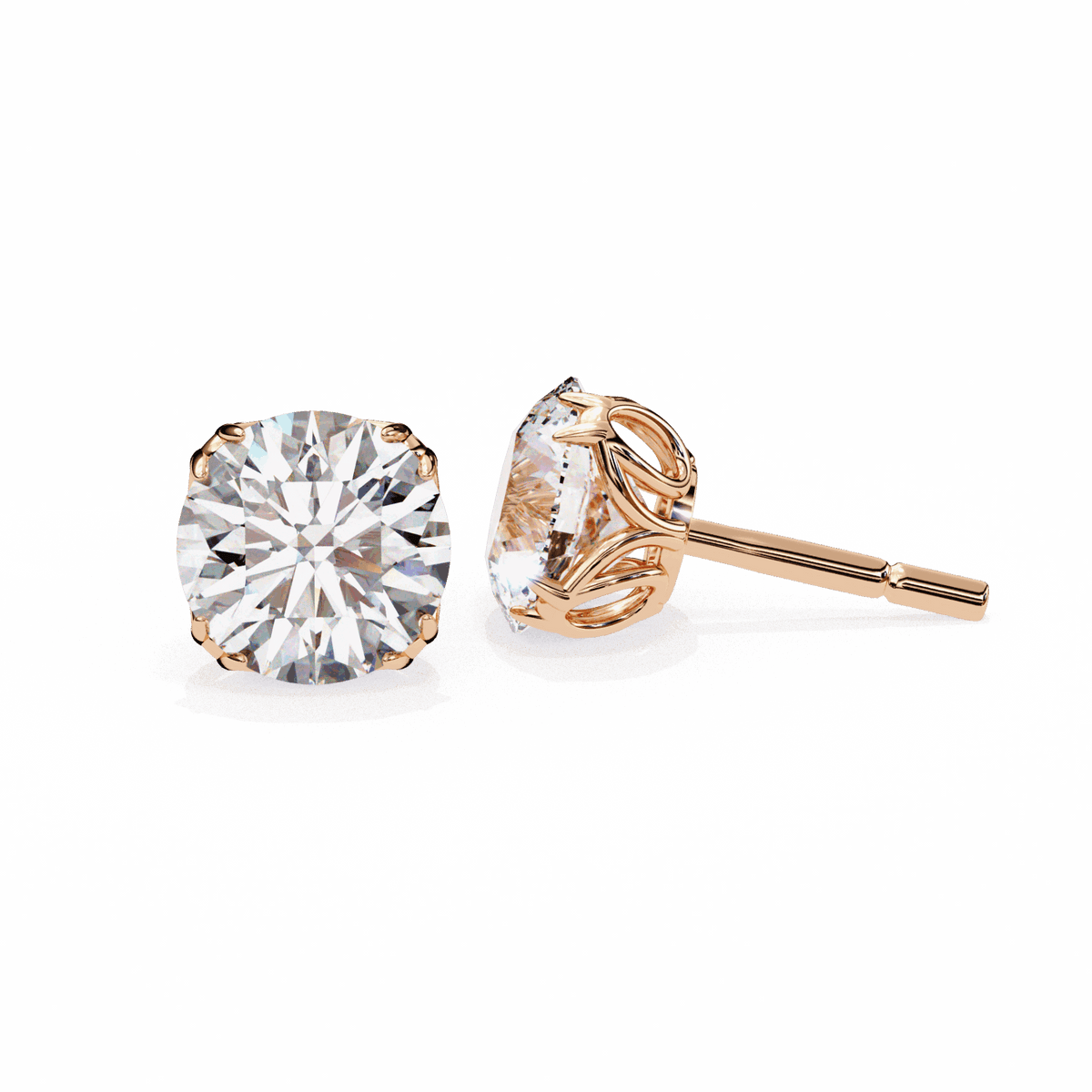 2.5 Carat Grace Round Solitaire Earrings in Moissanite | House of Estara