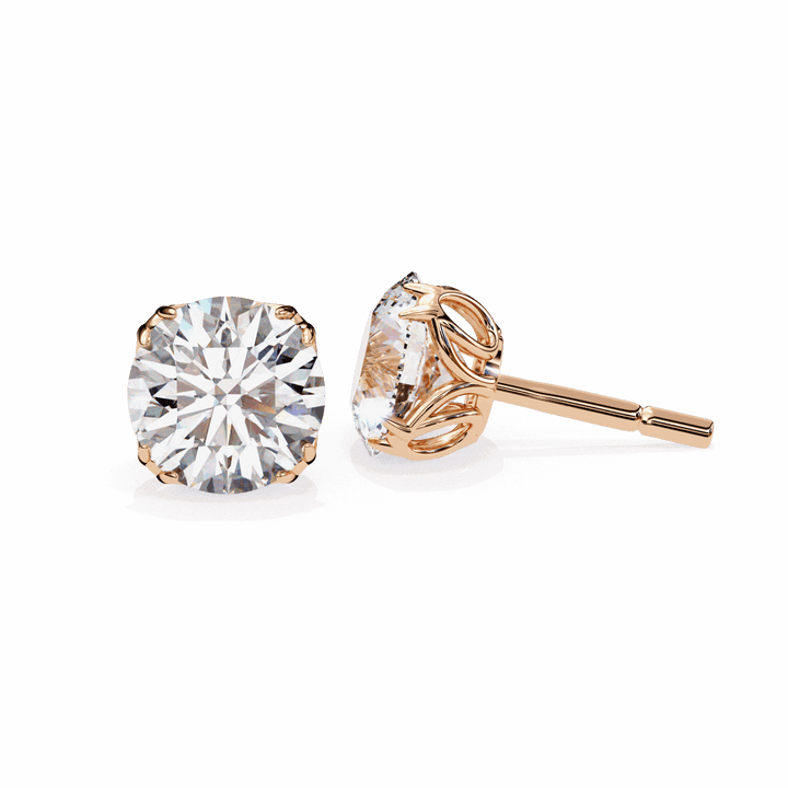 2.5 Carat Grace Round Solitaire Earrings in Moissanite | House of Estara