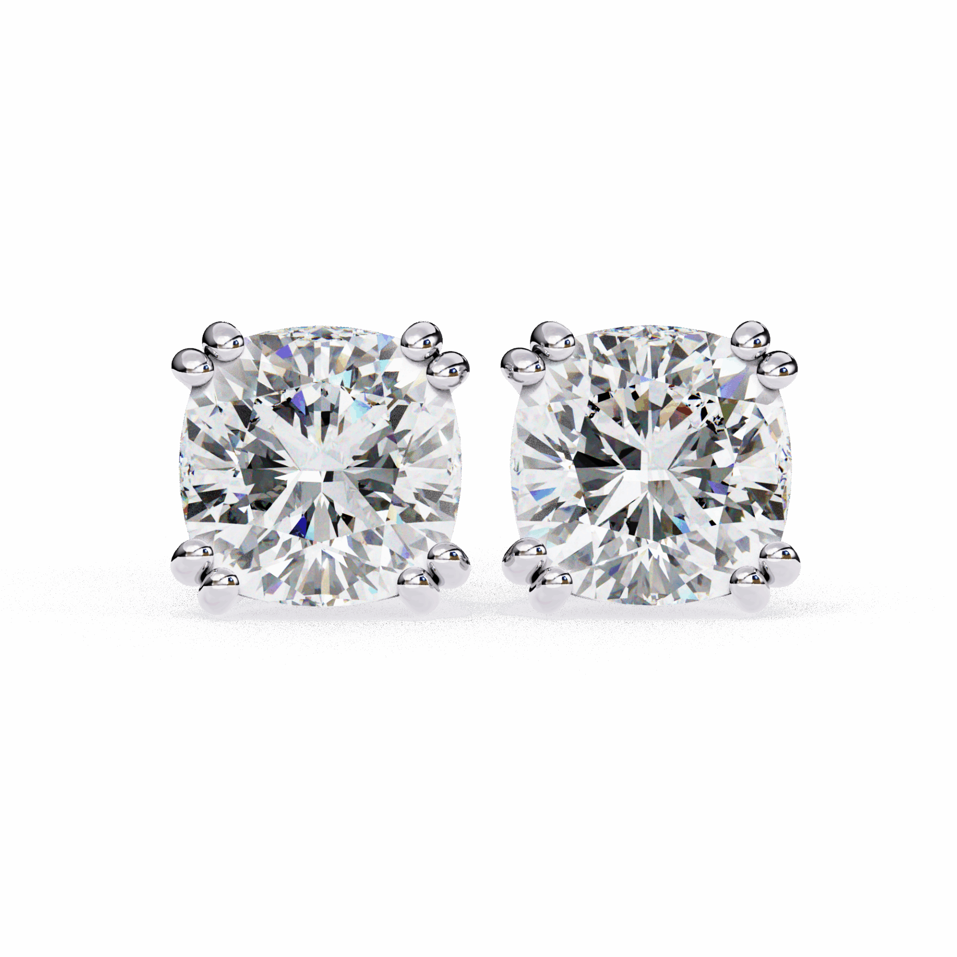 2.25 Carat Refined Cushion Solitaire Earrings in Moissanite | House of Estara