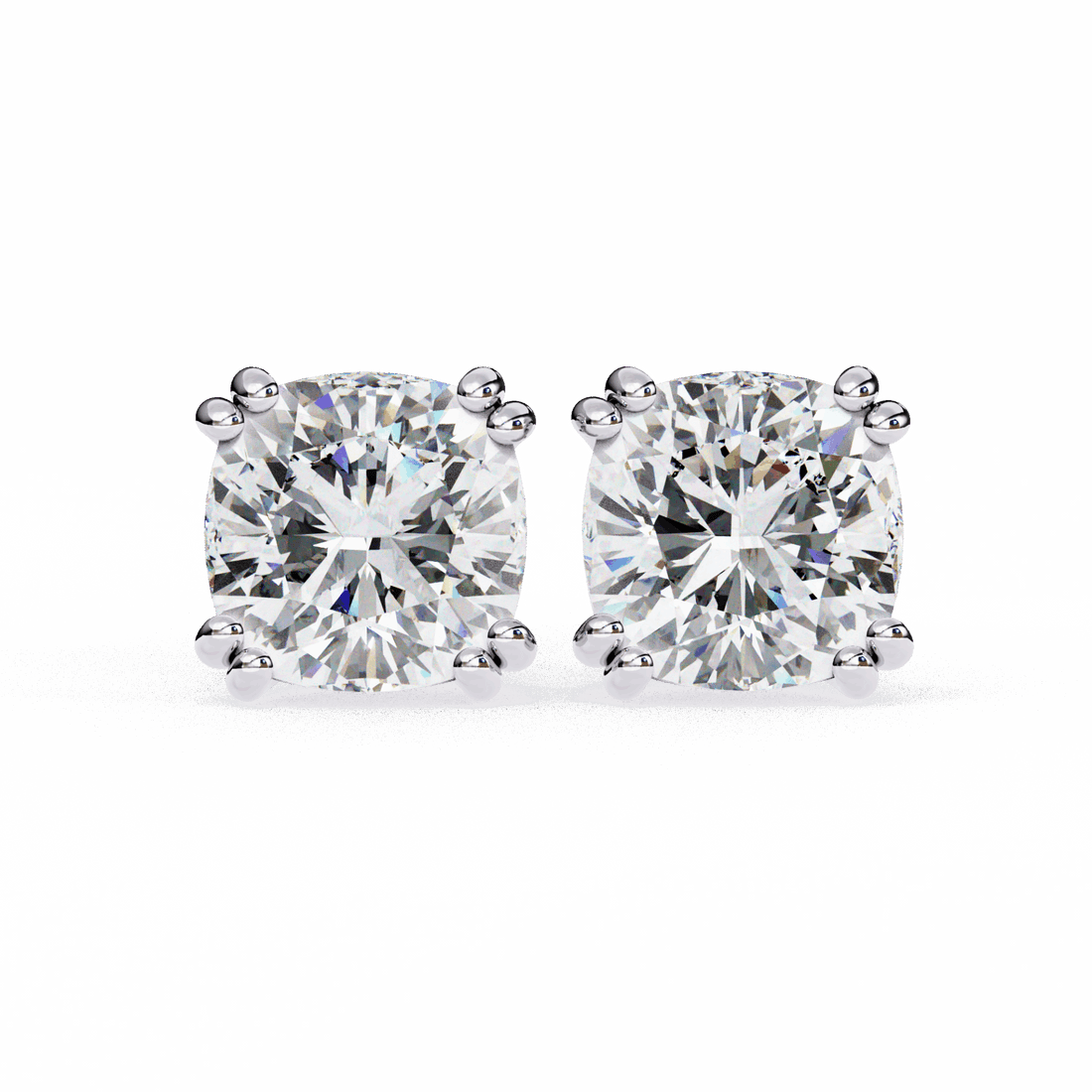 2.25 Carat Refined Cushion Solitaire Earrings in Moissanite | House of Estara