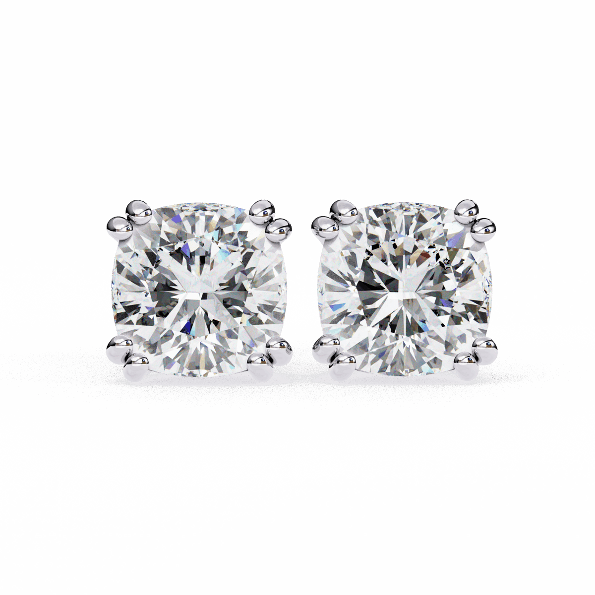 2.25 Carat Refined Cushion Solitaire Earrings in Moissanite | House of Estara