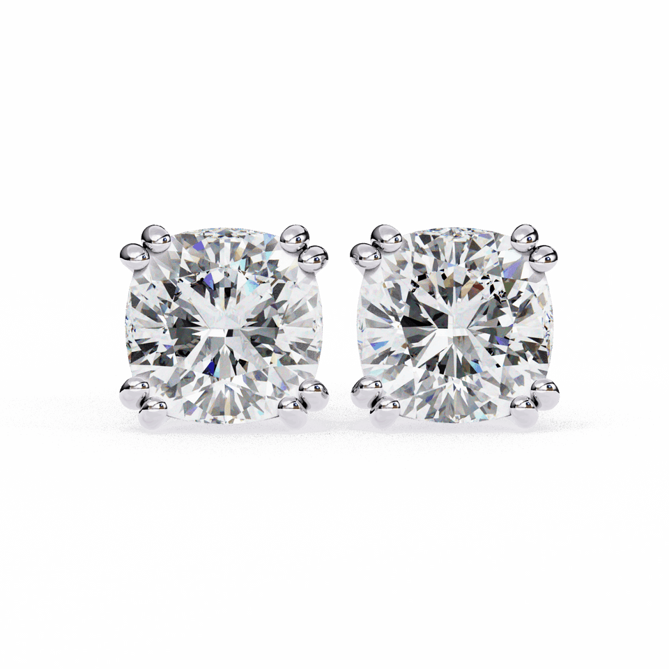 Cushion Cut Refined Solitaire Stud Earrings