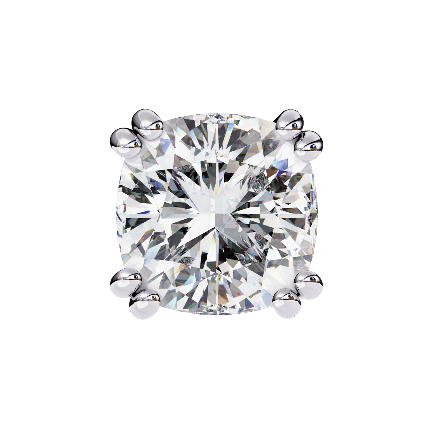 2.25 Carat Refined Cushion Solitaire Earrings in Moissanite | House of Estara
