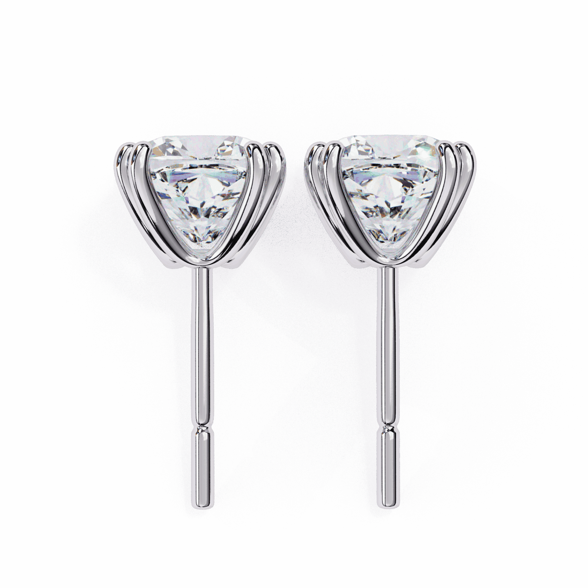 2.25 Carat Refined Cushion Solitaire Earrings in Moissanite | House of Estara
