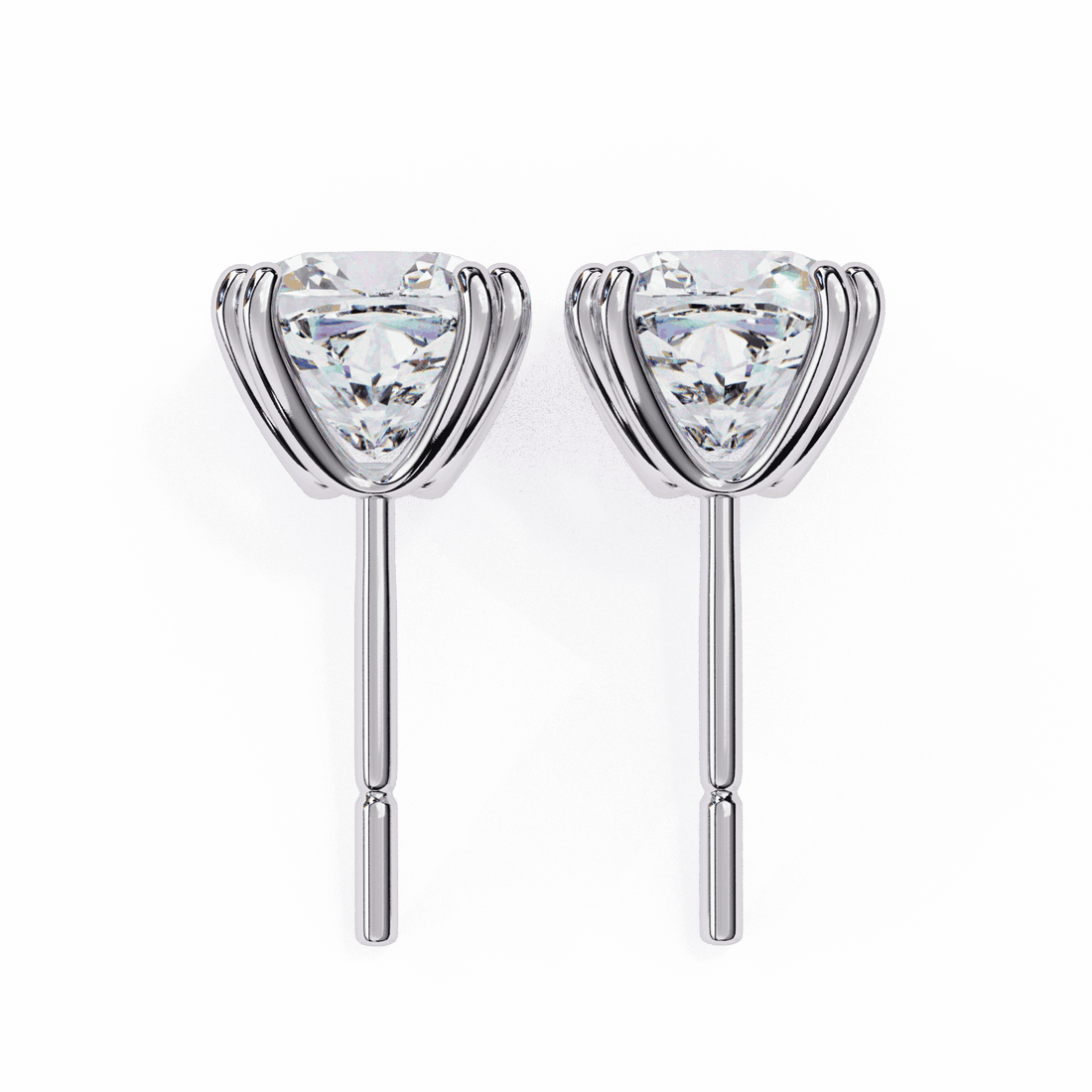 2.25 Carat Refined Cushion Solitaire Earrings in Moissanite | House of Estara